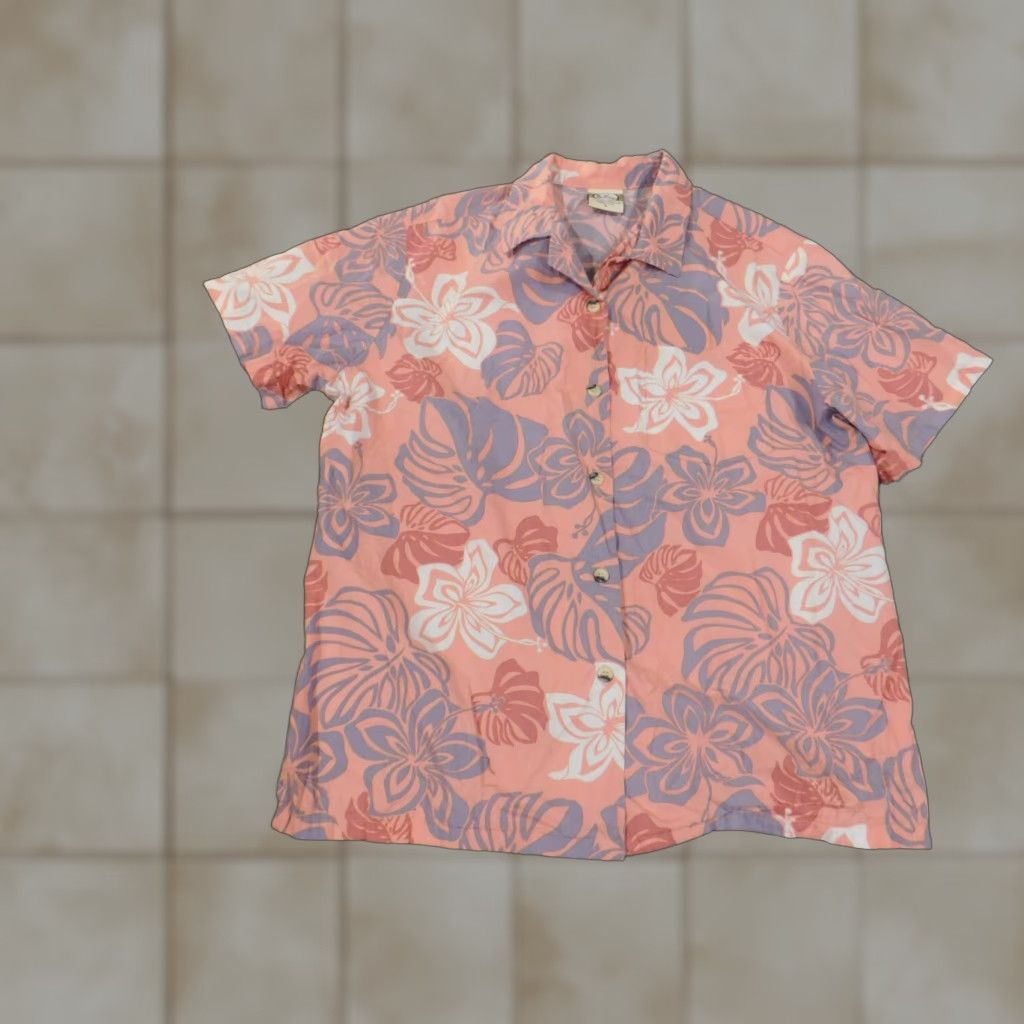 Vivobarefoot Go Barefoot Hawaiian Shirt Large Pink Mens Floral Island Button Up Size US L / EU 52-54 / 3 - 1 Thumbnail