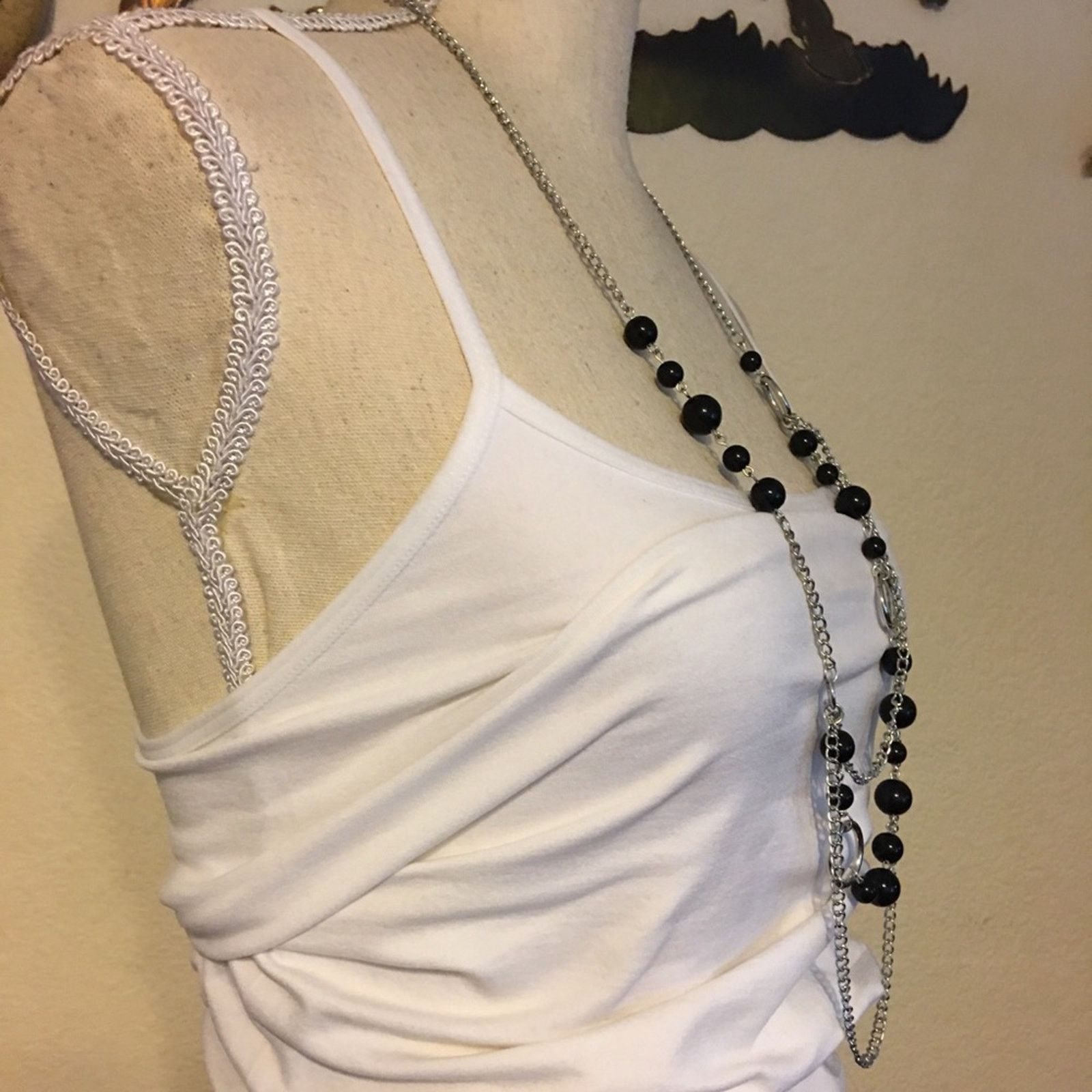 Jewelry Black pearl beads on long layered silver chain Size ONE SIZE - 3 Thumbnail