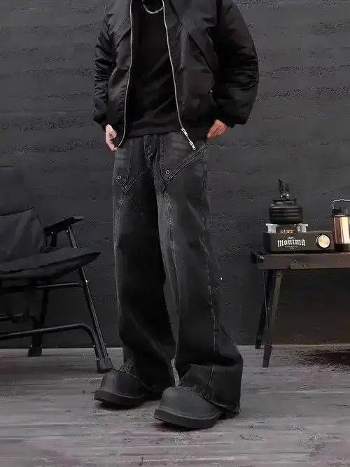 VIBE Black Washed Stacked Flare Denim Jeans Size US 32 / EU 48 - 3 Thumbnail