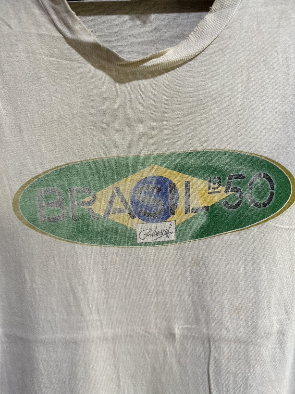 Vintage Thrashed Vintage 80s Admiral Brasil 1950 Distressed Tee Size US M / EU 48-50 / 2 - 2 Thumbnail