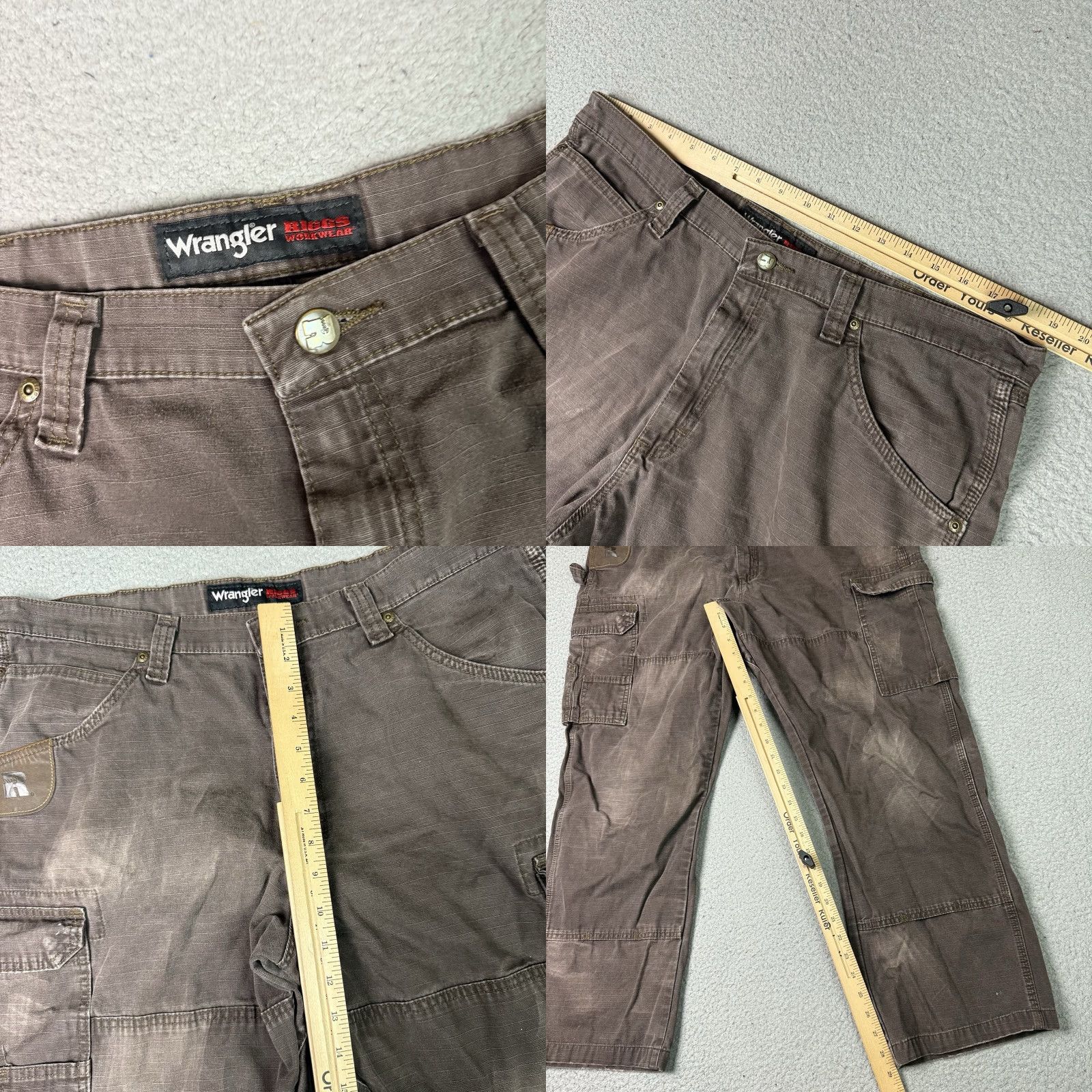 Wrangler VINTAGE Wrangler Cargo Pants Mens 38x30 Brown Ripstop Riggs Workwear Canvas Utility Size US 38 / EU 54 - 9 Thumbnail