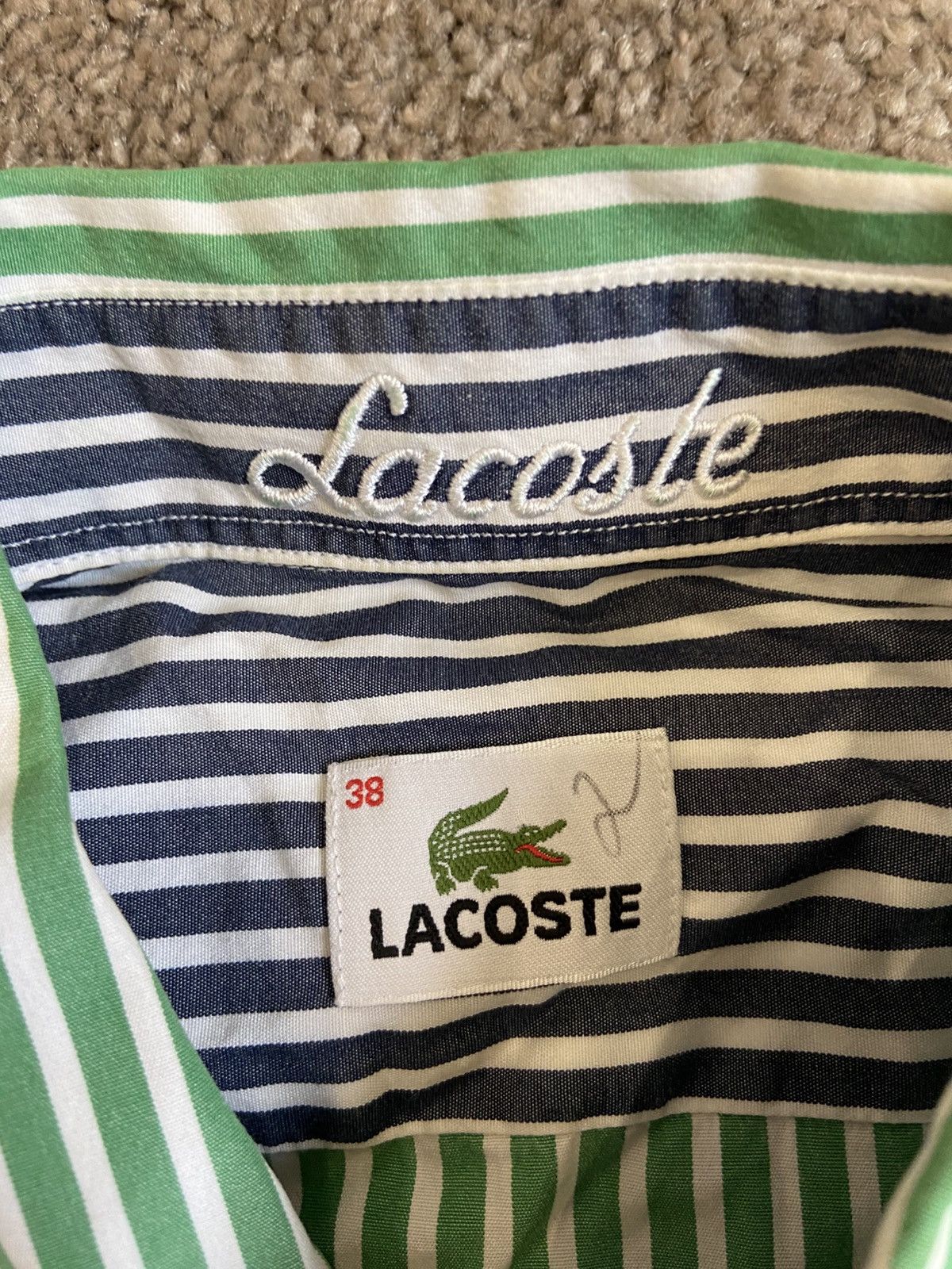 Lacoste Vintage Lacoste Striped Short Sleeve Shirt with logo Size US S / EU 44-46 / 1 - 3 Thumbnail