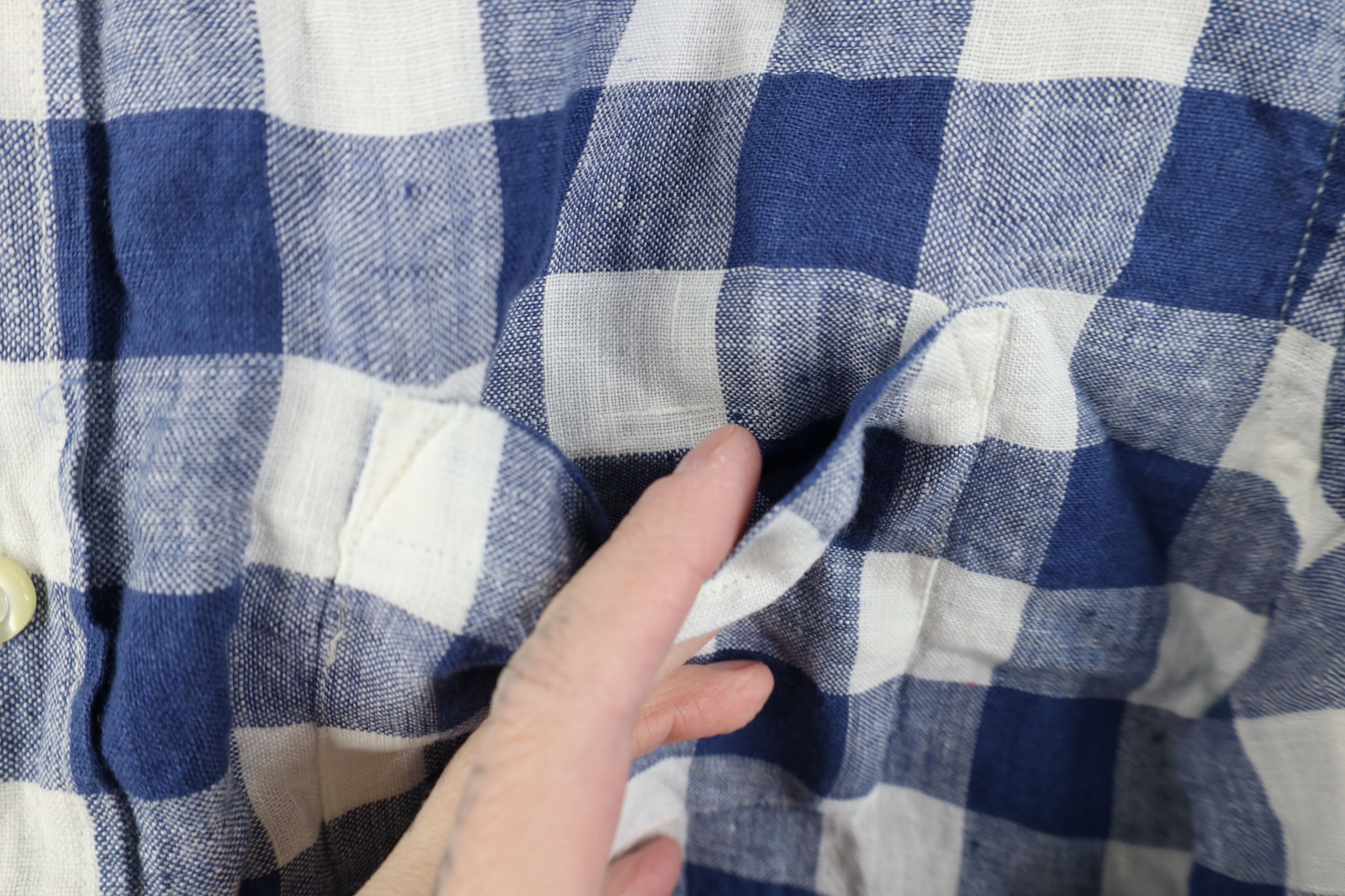 J.Crew J Crew Fit Linen Knit Collared Button Down Shirt Blue Plaid Size US M / EU 48-50 / 2 - 4 Thumbnail
