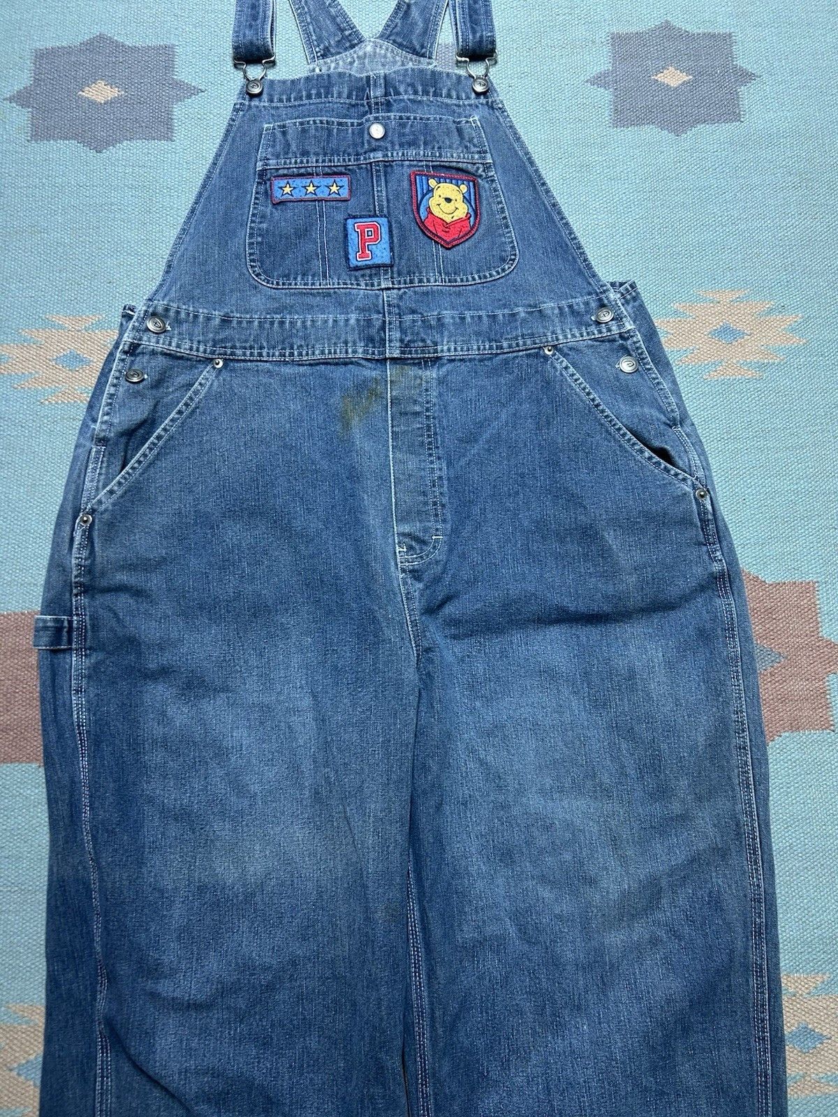 Disney Vtg Winnie the Pooh denim overalls embroidered Disney 36/37 Size 36" / US 14 / IT 50 - 3 Thumbnail