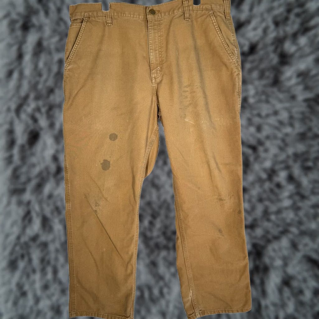 Carhartt Carhartt Pants Mens 38x30 Brown Workwear Dungaree Fit Distressed Stained Rugged Canvas Casual Workwear Mens Brown Carhartt 383-33 Size US 38 / EU 54 - 1 Thumbnail