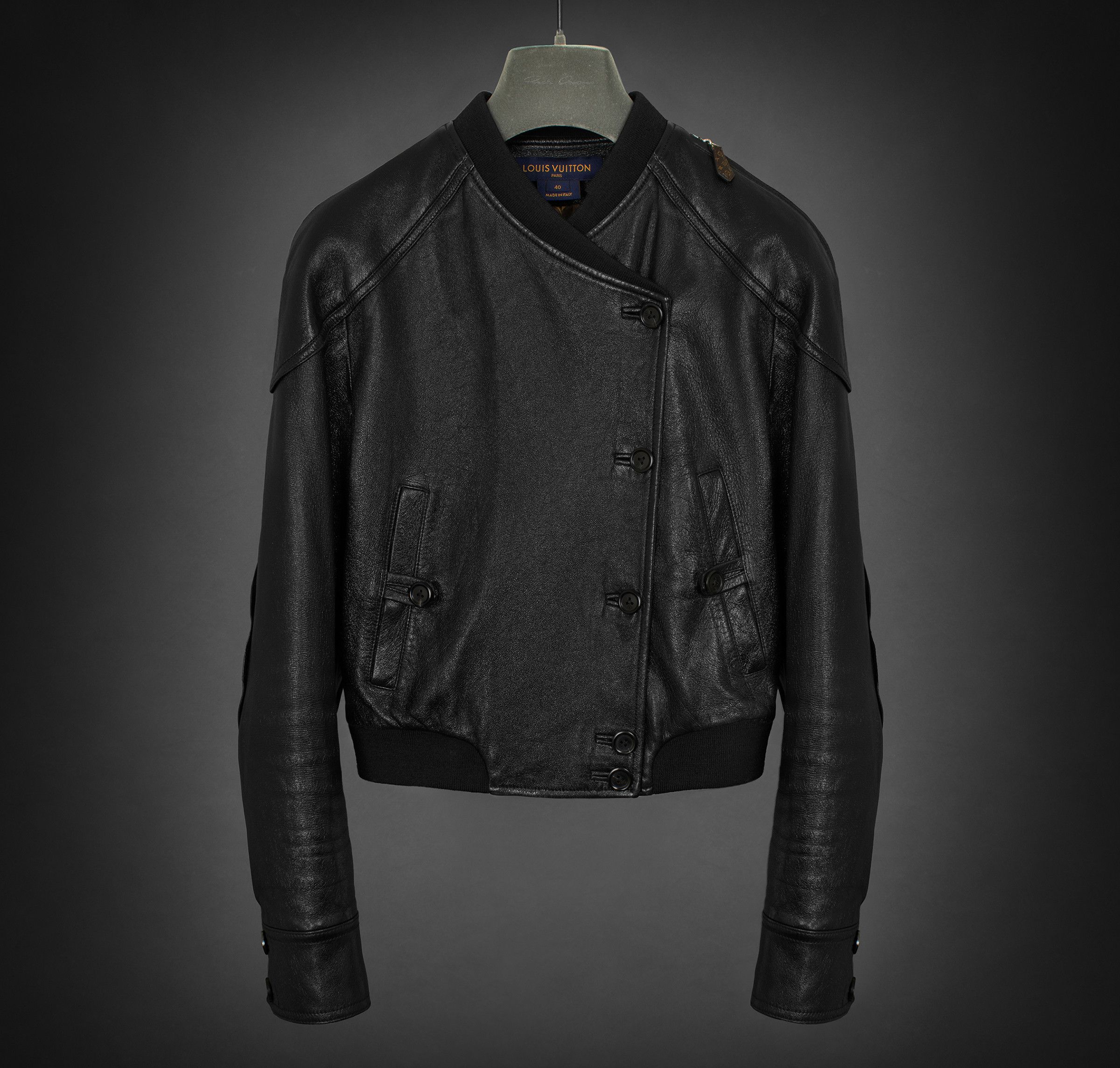 image of Louis Vuitton Patent Lamb Leather Monogram Jacket Runway, Grail in Black, Women's (Size Small)