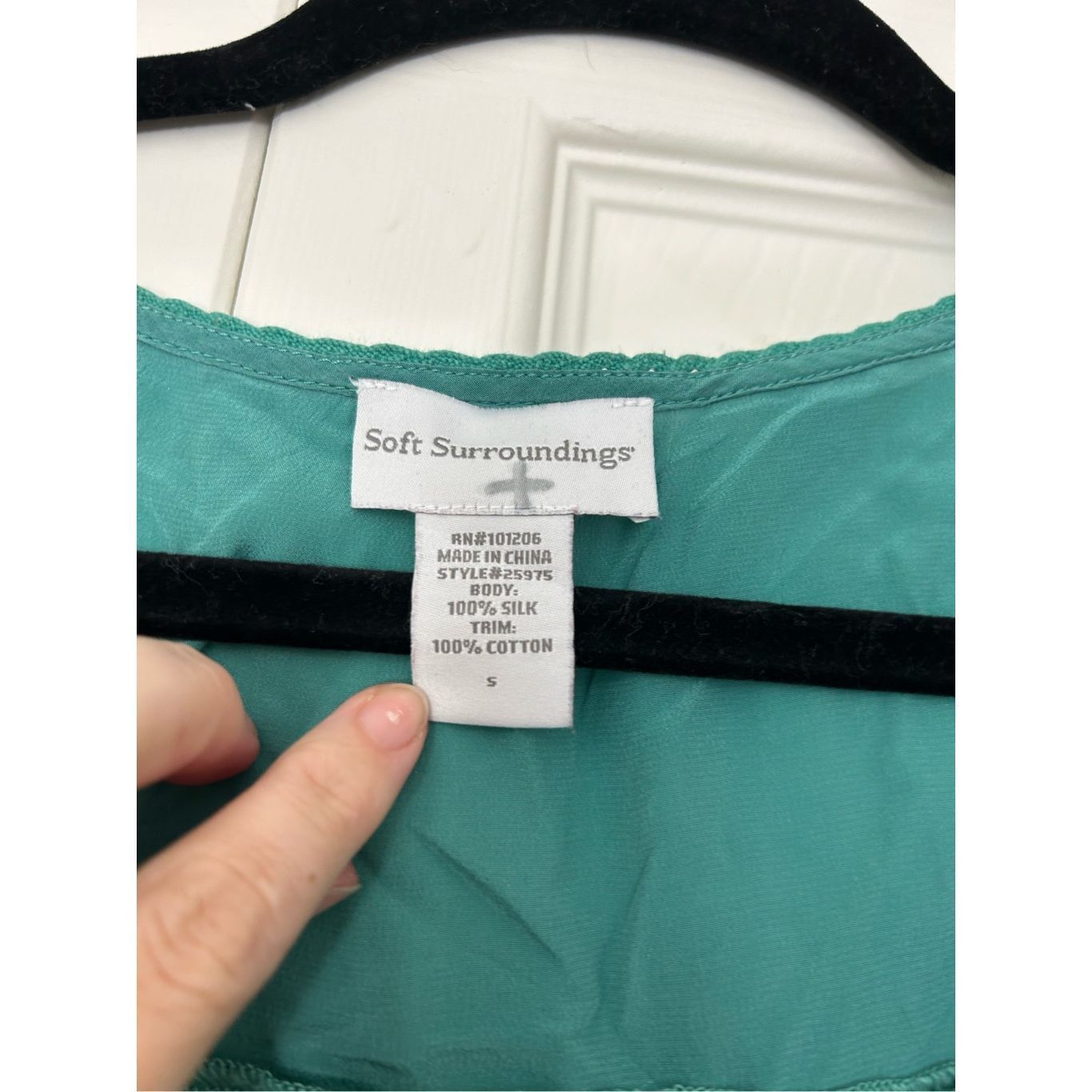 Loft Soft Surroundings Green Blue Teal Button Blouse, 100% Silk T Size S / US 4 / IT 40 - 6 Thumbnail