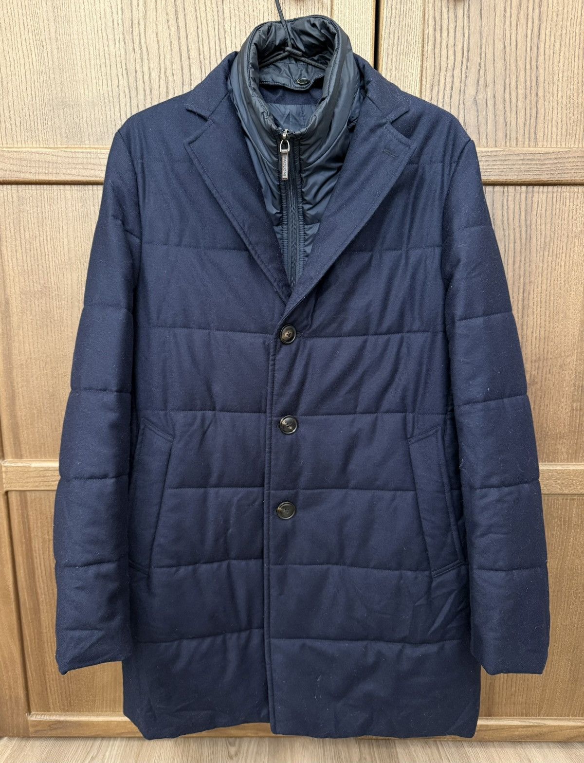 Paoloni Paoloni Quarantasei Navy Blue Wool Coat Jacket Size US S / EU 44-46 / 1 - 2 Thumbnail