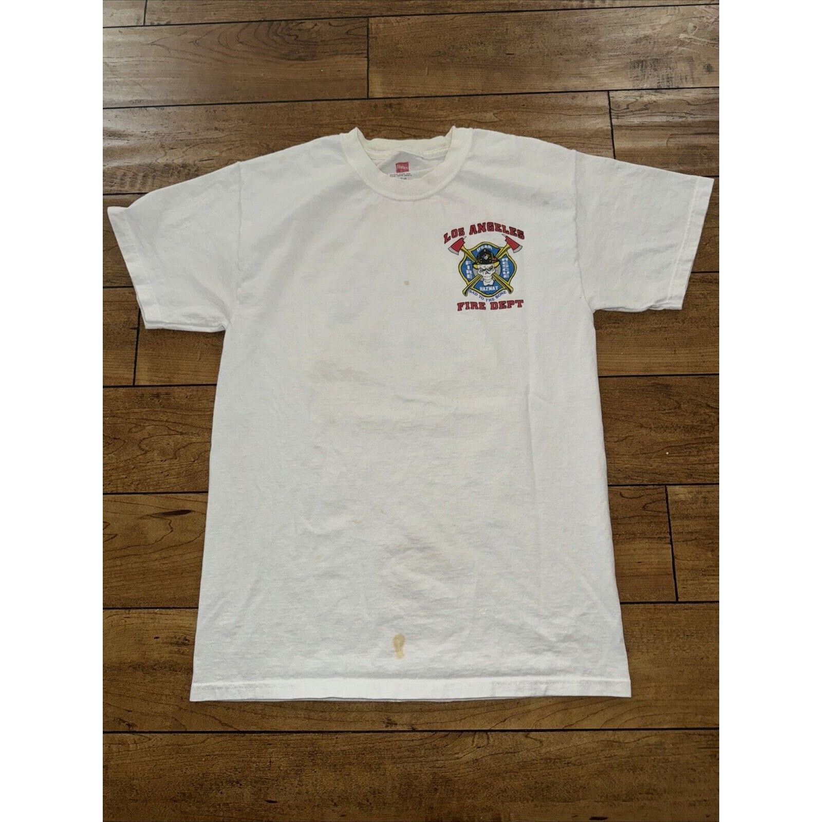 Band Tees × Hanes × Vintage Los Angeles Fire Department T-Shirt White Small 17x26 Flames Size US S / EU 44-46 / 1 - 5 Thumbnail