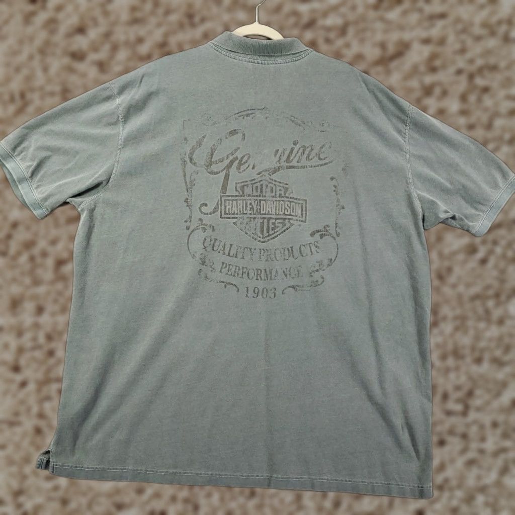 Harley Davidson Harley-Davidson Polo Shirt Mens 2XL Gray Blue Motorcycle Polo Brandt's Wabash In Size US XXL / EU 58 / 5 - 1 Thumbnail