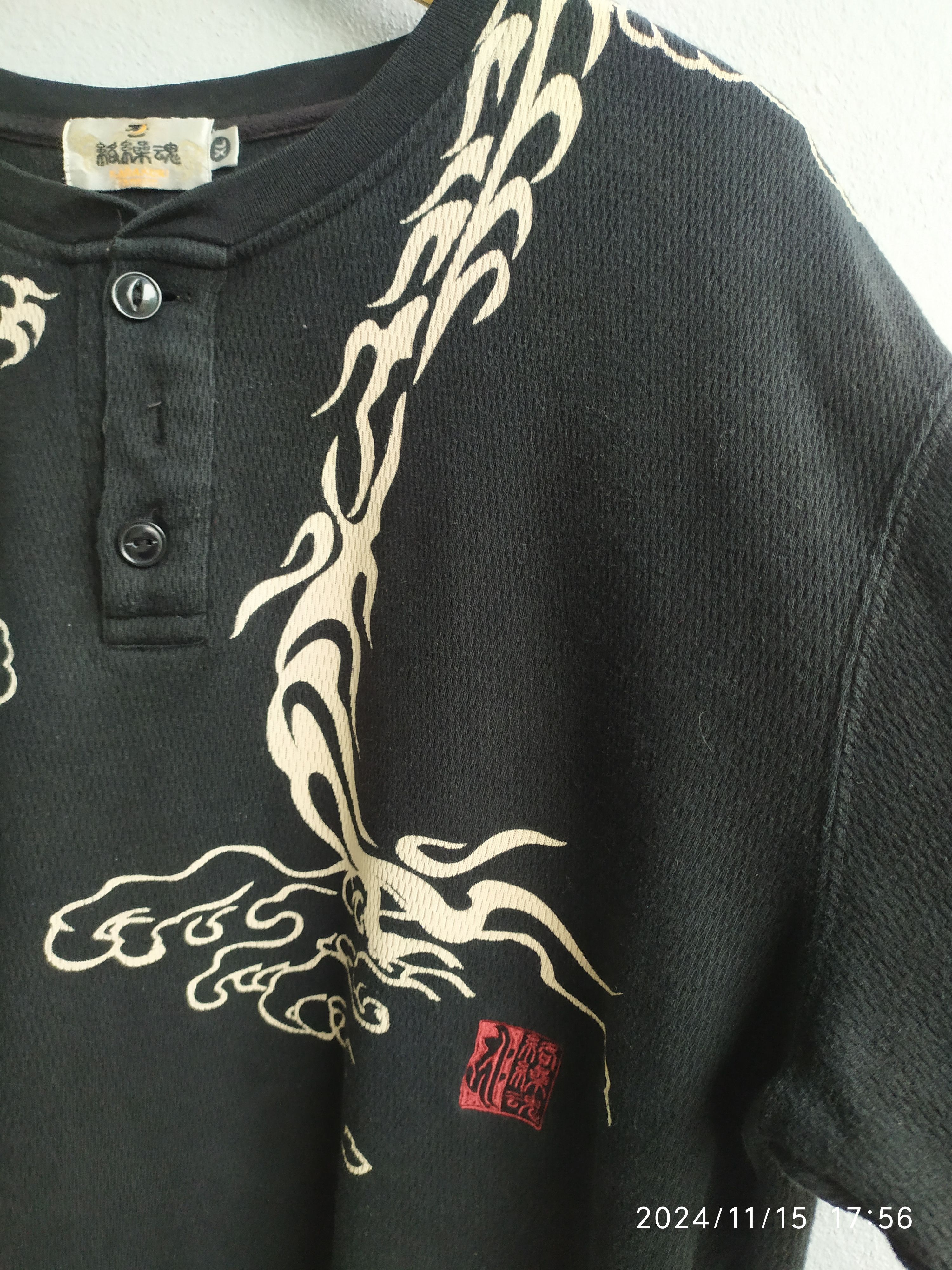 Japanese Brand Japanese Karakuri Tamashi Dragon Tatoo Long sleeve tee Size US XL / EU 56 / 4 - 3 Thumbnail
