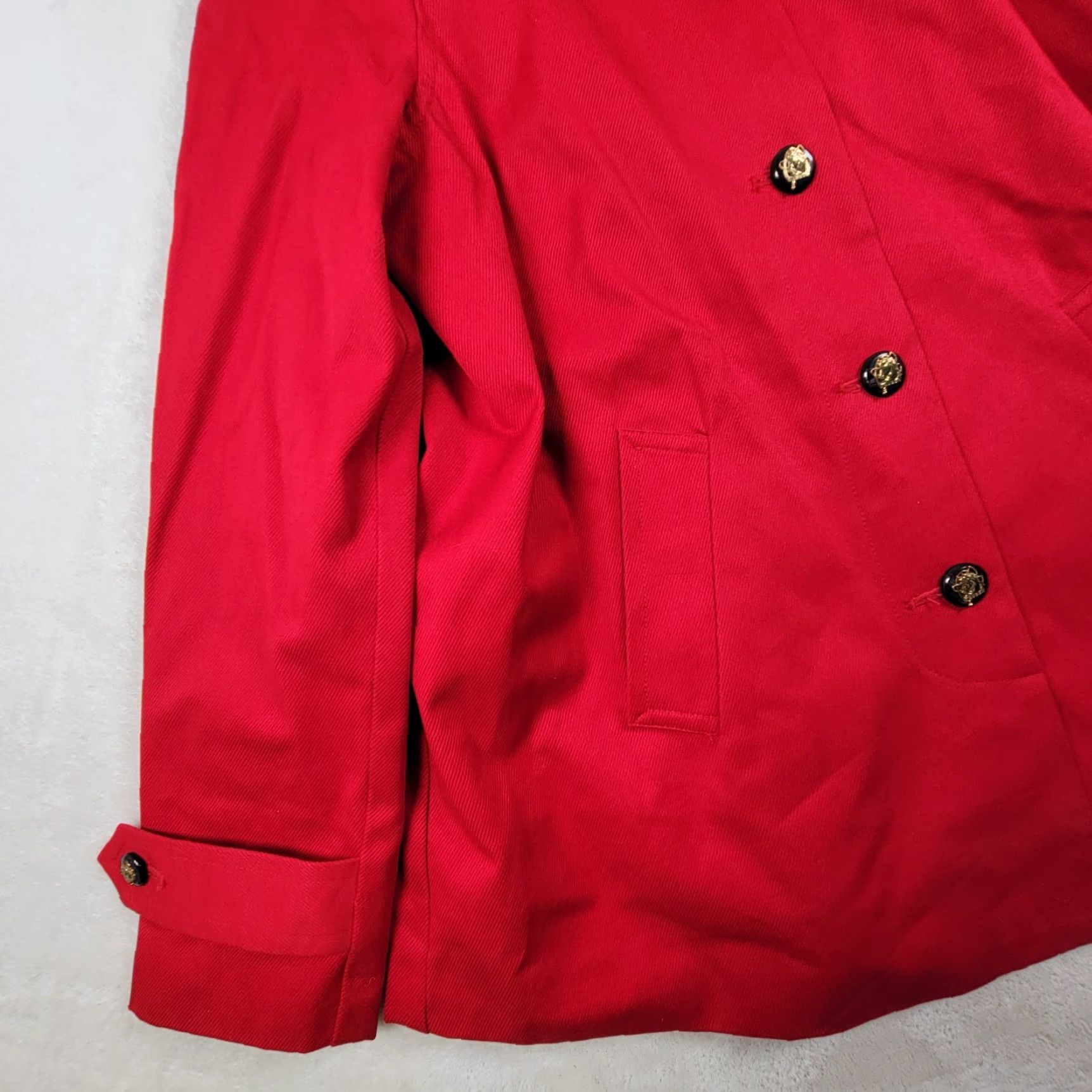 Ralph Lauren VINTAGE Lauren Ralph Lauren Womens Equestrian Red Jacket PS Petite Small Cotton Mid-Length Lightweight Full Zip Collared Pockets Boys? Size S / US 4 / IT 40 - 2 Thumbnail