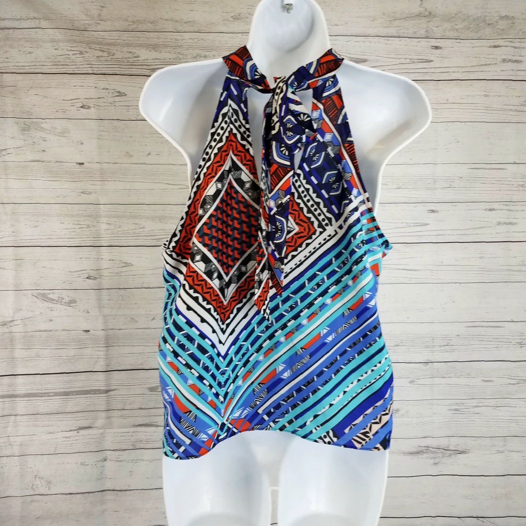 Vintage VINTAGE Bisou Bisou Womens Tank Top Sz Small Blue Red Stripes Ties in Back Size S / US 4 / IT 40 - 2 Thumbnail