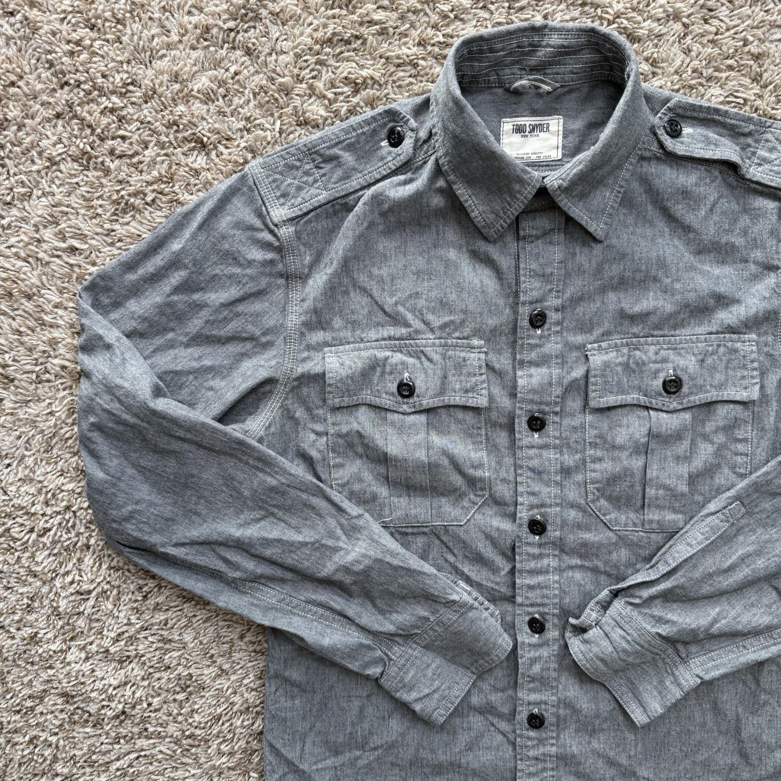 Todd Snyder Todd Snyder Shirt Grey Chambray Military Epaulettes Roll Tab Size US S / EU 44-46 / 1 - 10 Thumbnail
