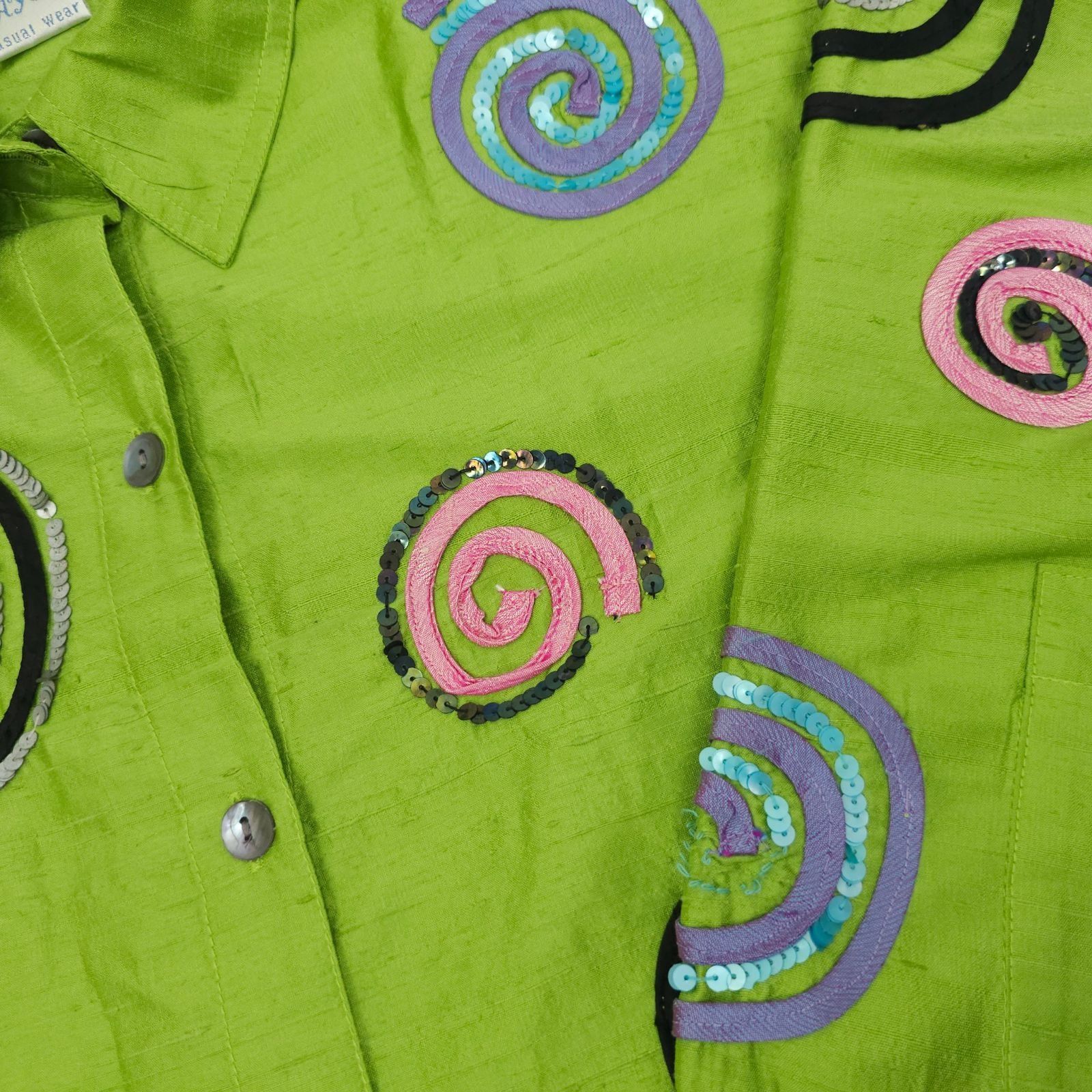 Other Bleu Bayou Jacket Tank 2pc Set L Lime Green Silk Sequin Size L / US 10 / IT 46 - 21 Thumbnail