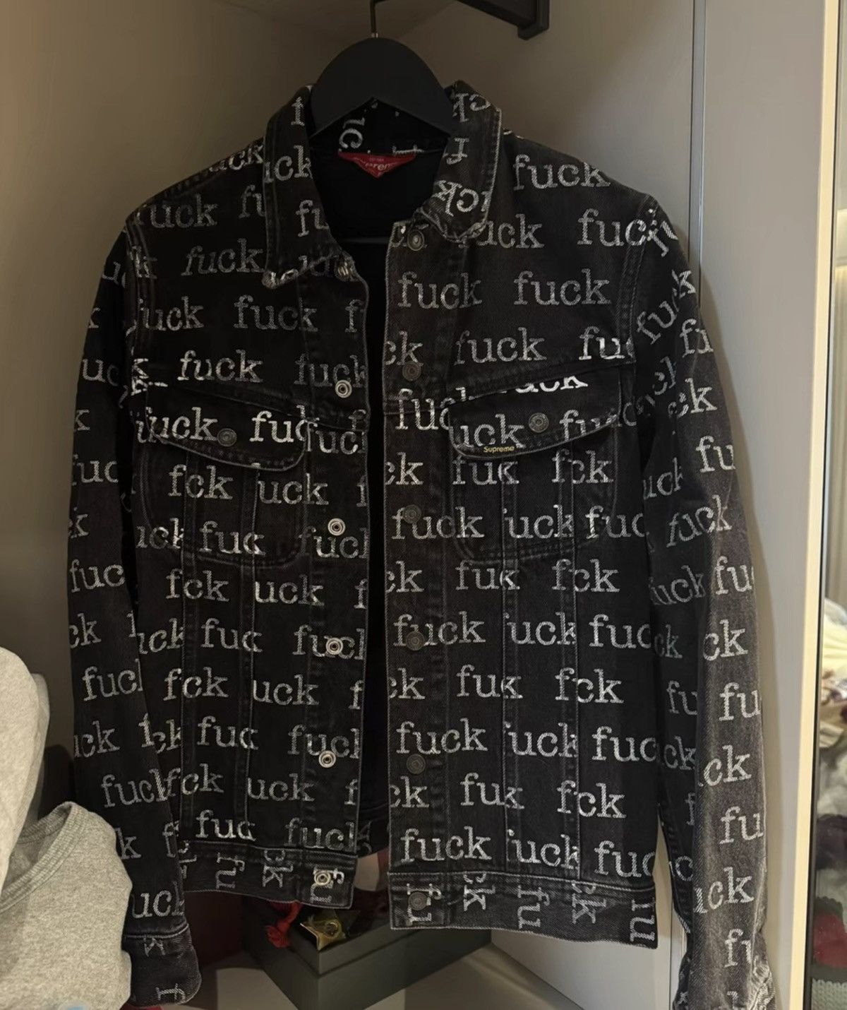 Supreme ss13 fuck denim trucker Jacket black