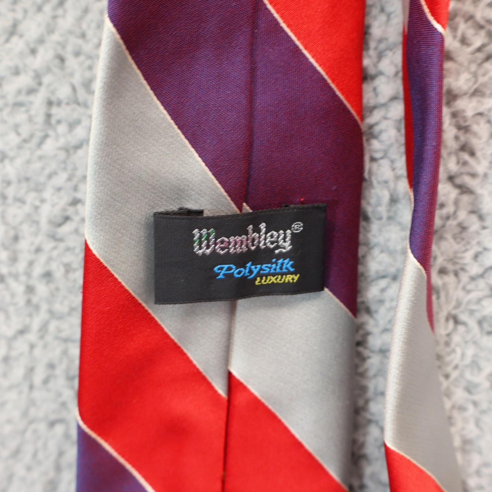 Other Wembley Polysilk Luxury tie Red Purple Grey Luxury Business Size ONE SIZE - 2 Thumbnail