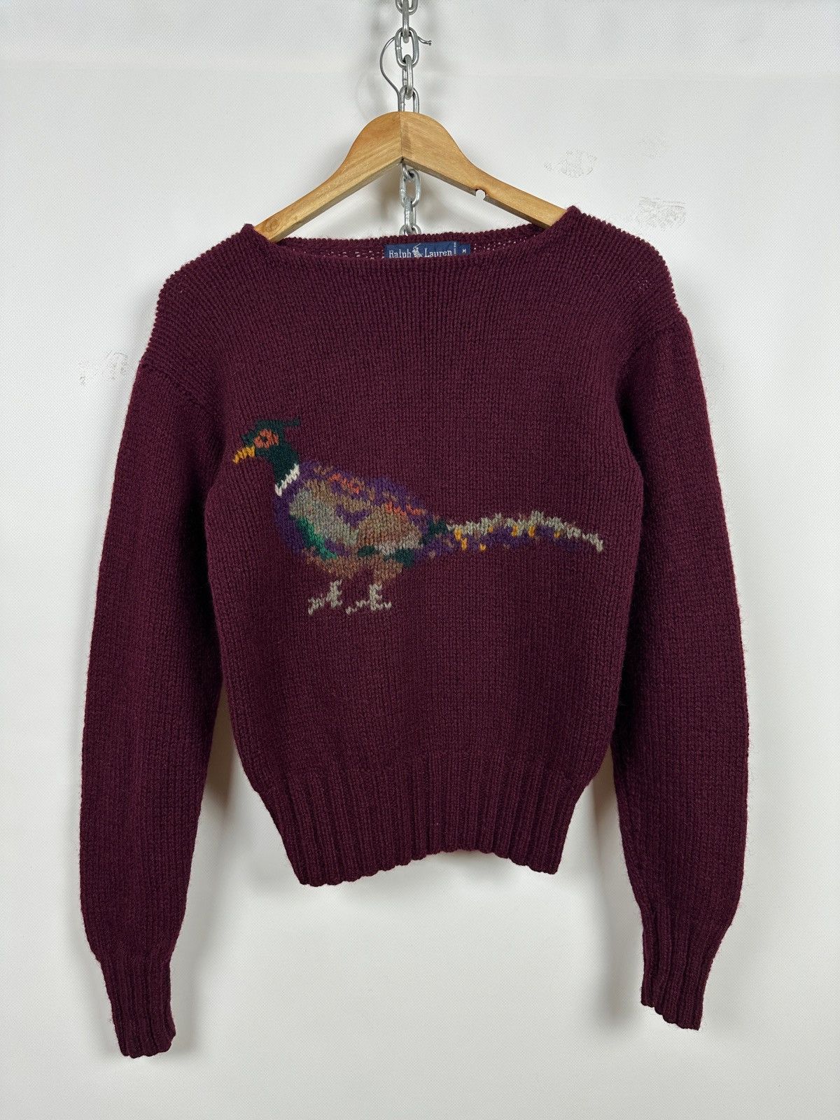 Polo Ralph Lauren 80s Vintage Ralph Lauren Pheasant Wool Hand Knit Sweater Size M / US 6-8 / IT 42-44 - 1 Thumbnail