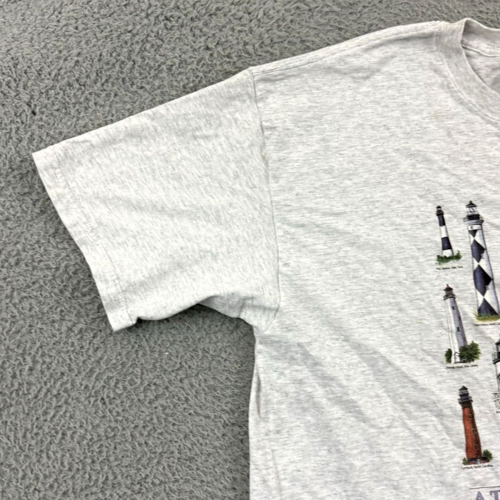 Anvil VINTAGE Atlantic Lighthouses Shirt Mens XL Gray Short Sleeve 90s Travel Outdoor 80s 90s Logo Graphic Print Angel Anvil Cotton Knit Size US XL / EU 56 / 4 - 4 Thumbnail