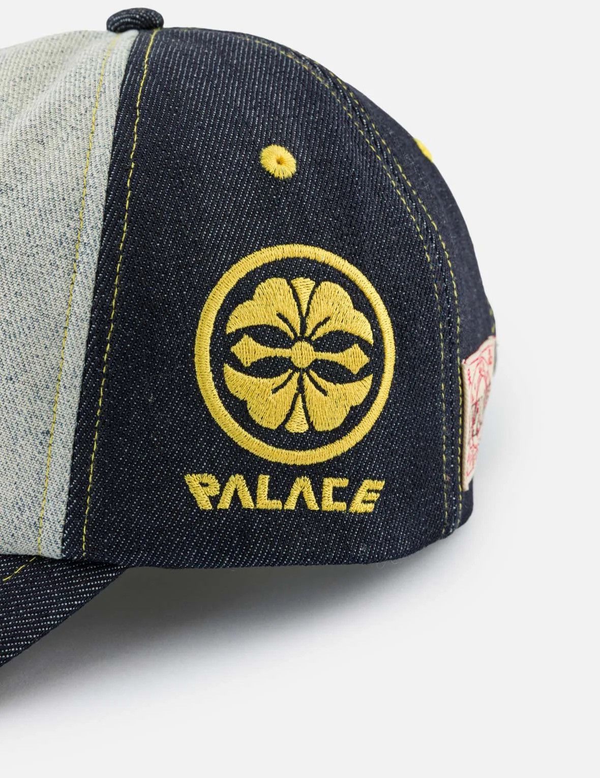Evisu × Palace Palace Evisu Yellow Patchwork Embroidered Denim Cap Size ONE SIZE - 3 Thumbnail