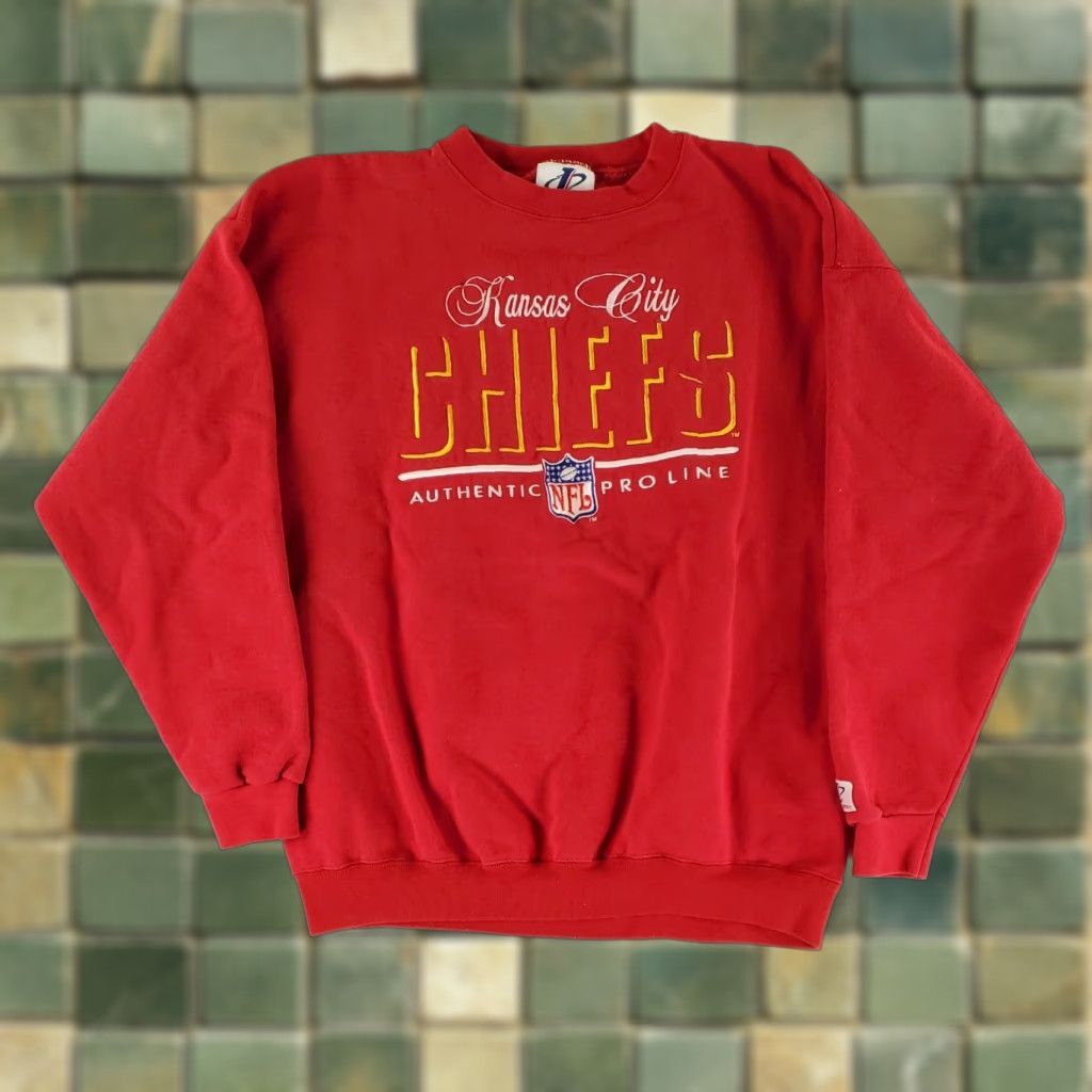 Logo 7 VINTAGE Kansas City Chiefs Sweatshirt Logo 90s Red Made USA Mens M Size US M / EU 48-50 / 2 - 1 Thumbnail