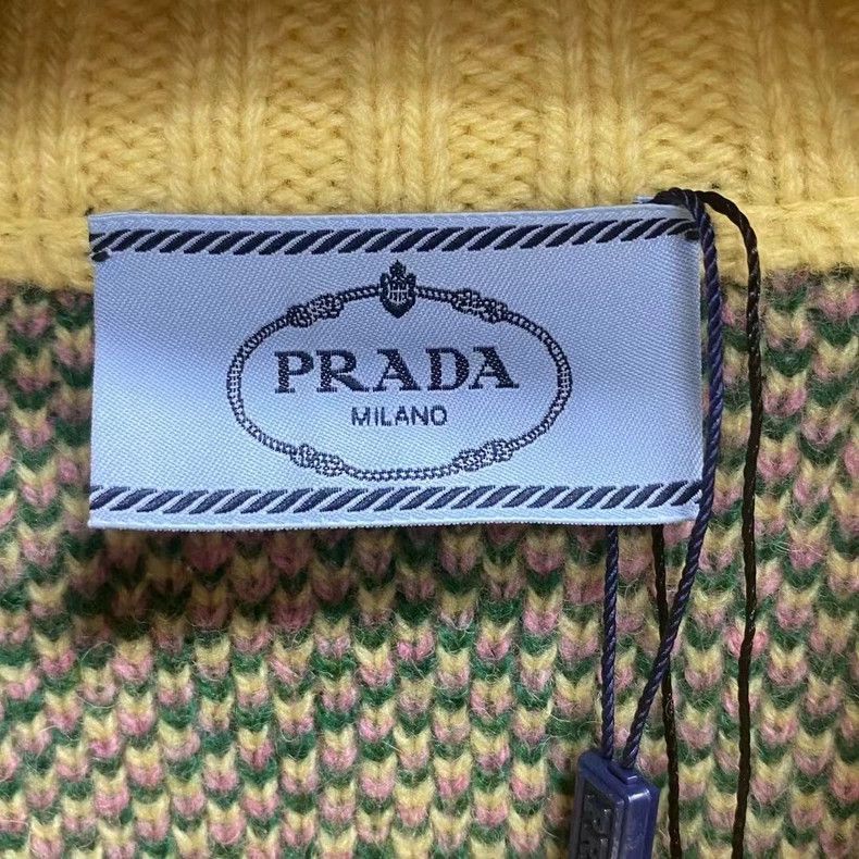 Prada Prada Yellow Green Striped Logo Knit Sweater -2505 Size US M / EU 48-50 / 2 - 3 Thumbnail