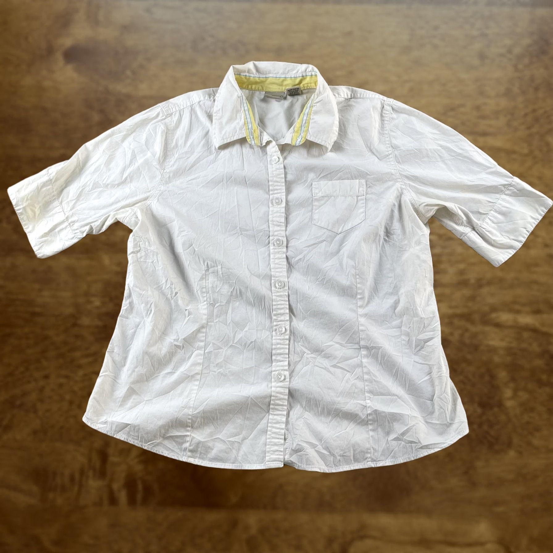 Vintage L.L. Bean Shirt Womens Large White Short Sleeve Stretch Casual Button Up Top Size L / US 10 / IT 46 - 1 Thumbnail