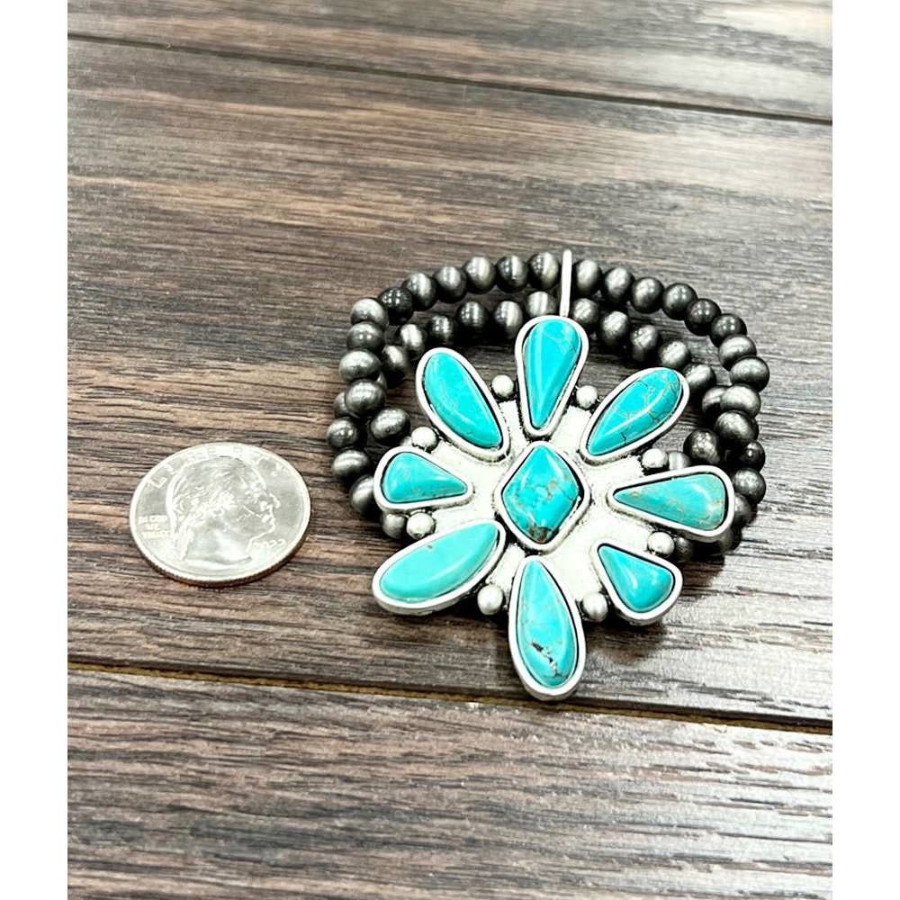 Other Handmade Navajo Turquoise Stretch Bracelet 711287 Unique Des Size ONE SIZE - 7 Thumbnail