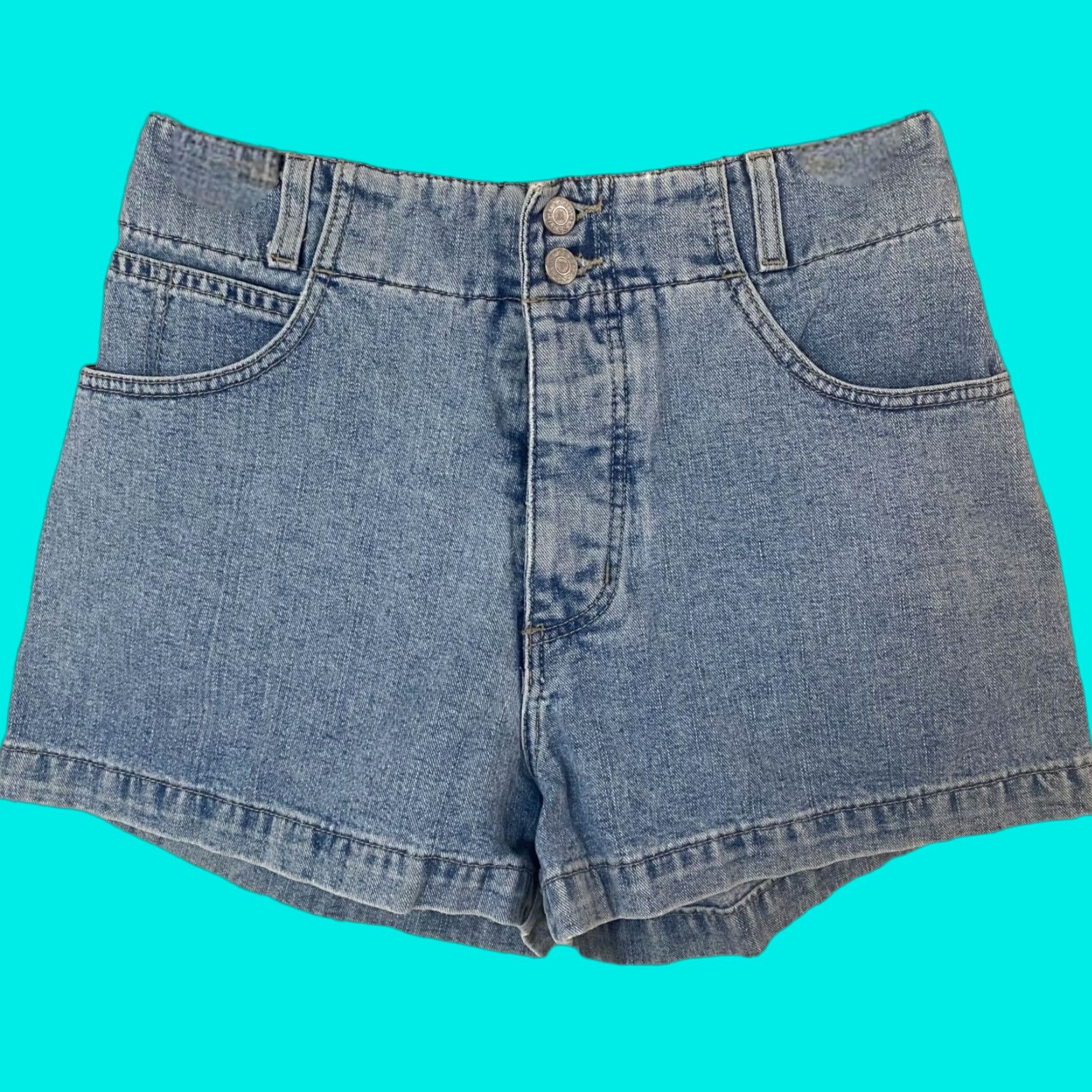 Guess VINTAGE GUESS 90s High-Waisted Jean Shorts Womens Size 30 Light Wash Button Fly Denim USA Size 30" / US 8 / IT 44 - 1 Thumbnail
