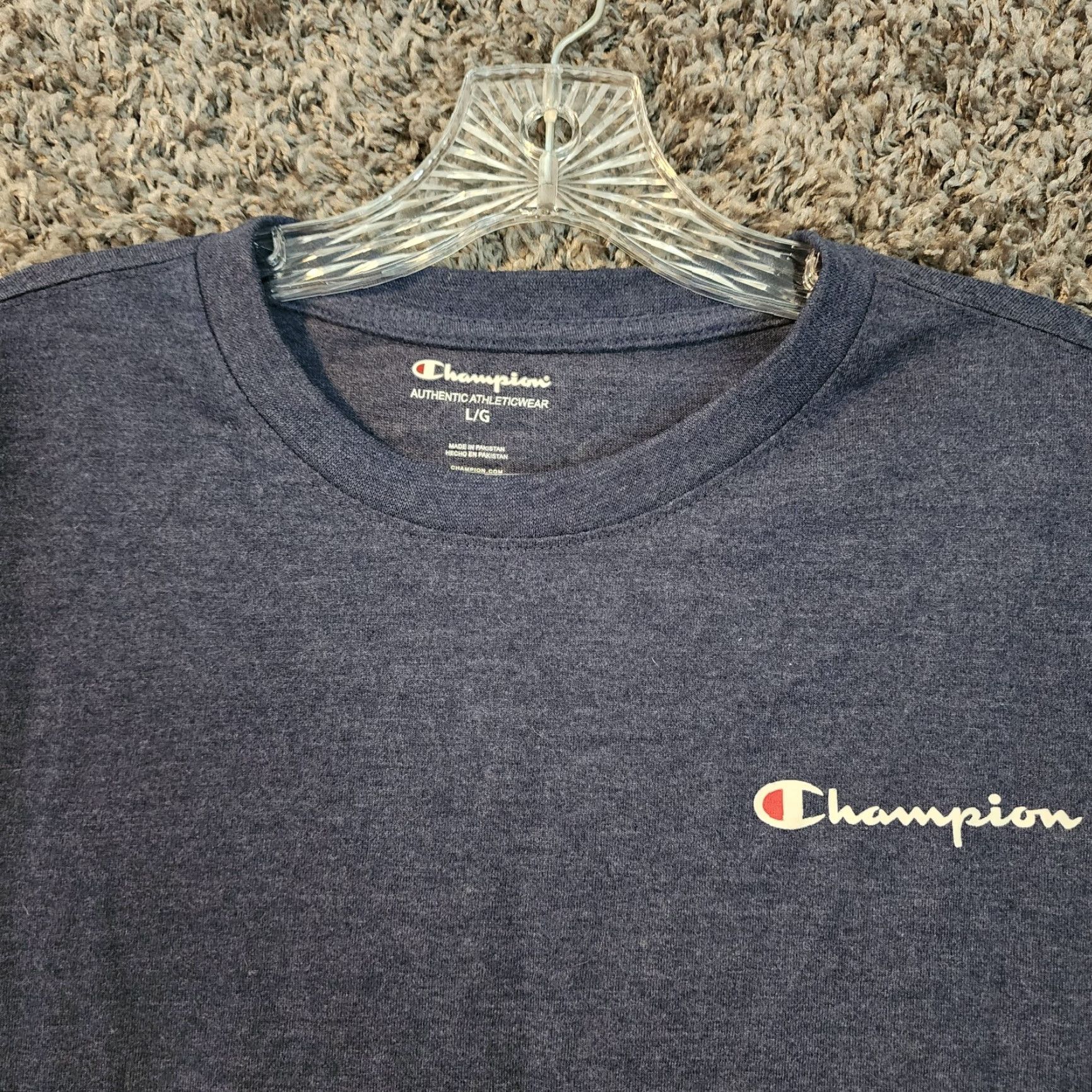 Champion Champion Mens Navy Short Sleeve Cotton Poly Blend Heavy T-Shirt Size L Size US L / EU 52-54 / 3 - 3 Thumbnail