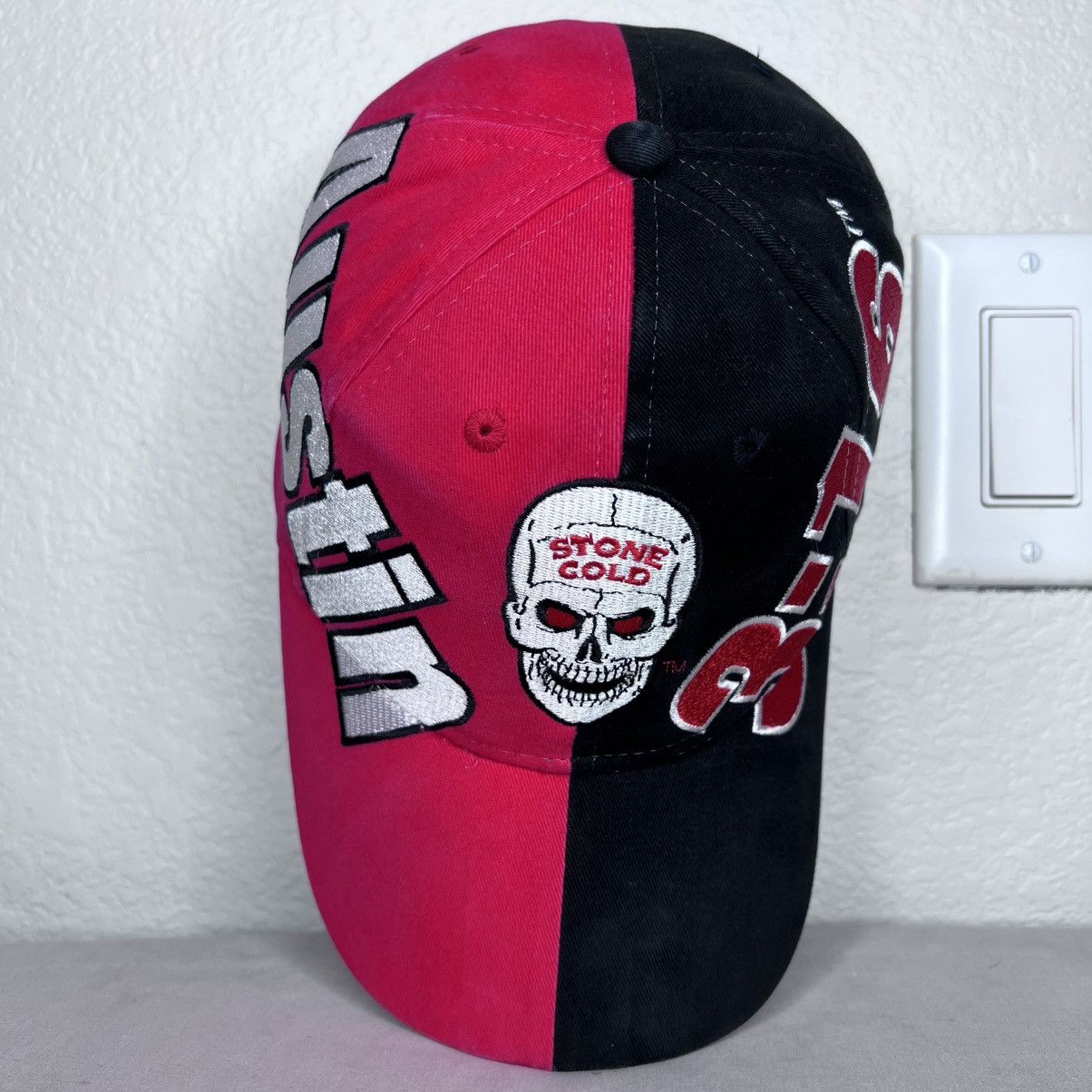 WWF Vintage WWF Stone Cold Steve Austin Skull Embroidered Hat Size ONE SIZE - 7 Thumbnail