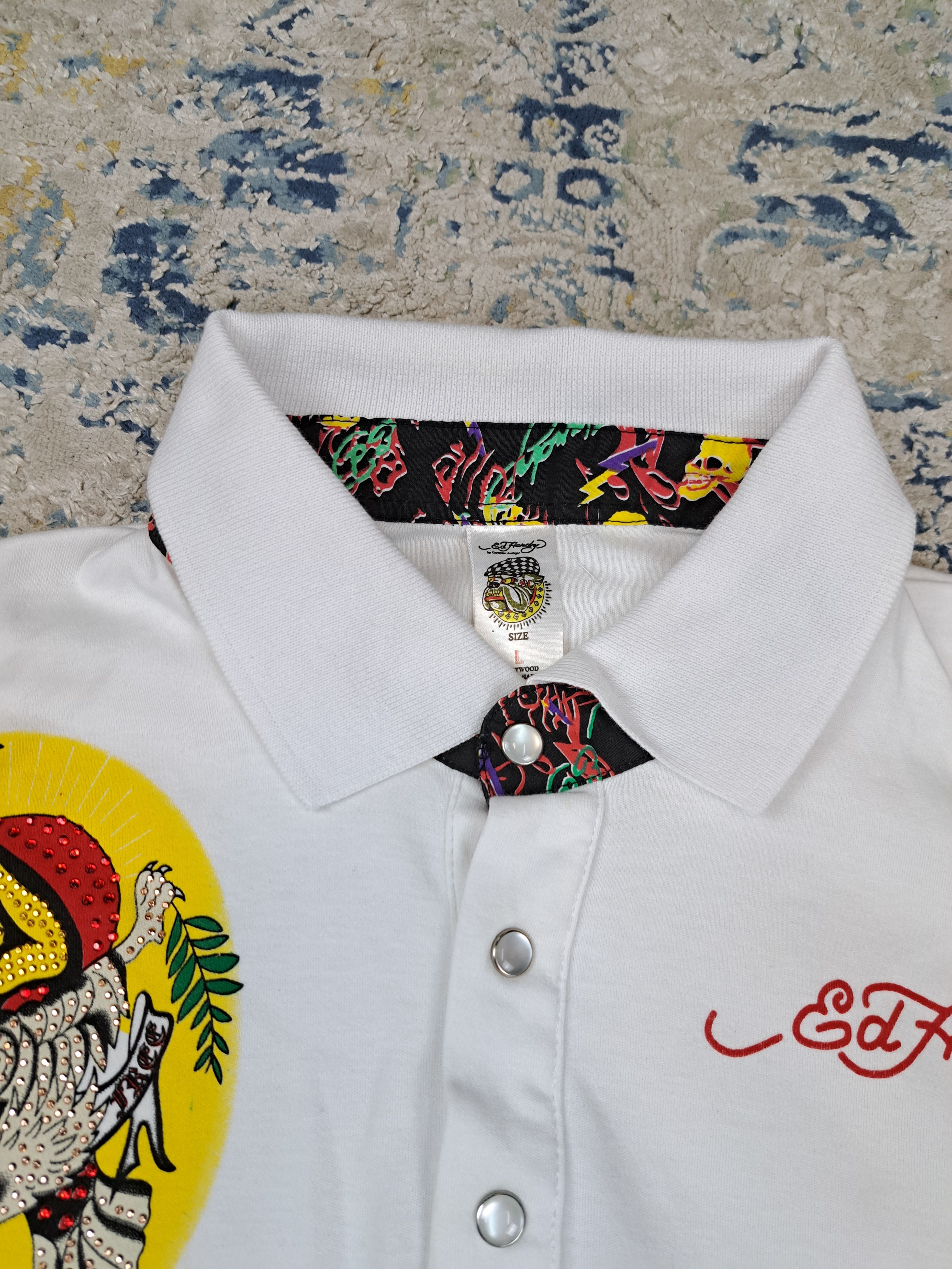Ed Hardy Ed Hardy Big Logo Polo Shirt Rhinestones Drip Swag y2k Size L / US 10 / IT 46 - 3 Thumbnail
