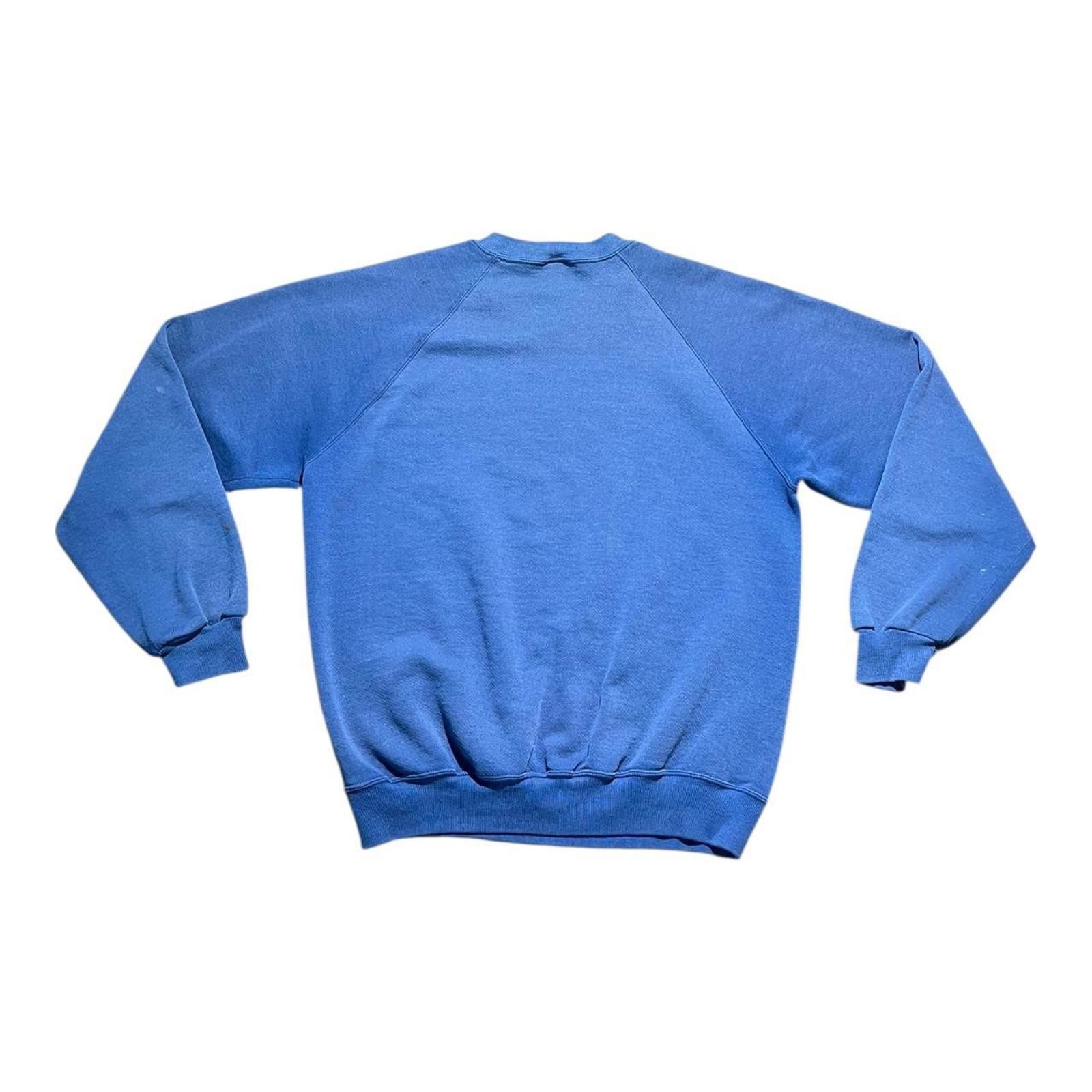 Jerzees Vintage 80s Jerzees Blank Blue Crewneck Sweater Size US XL / EU 56 / 4 - 2 Thumbnail