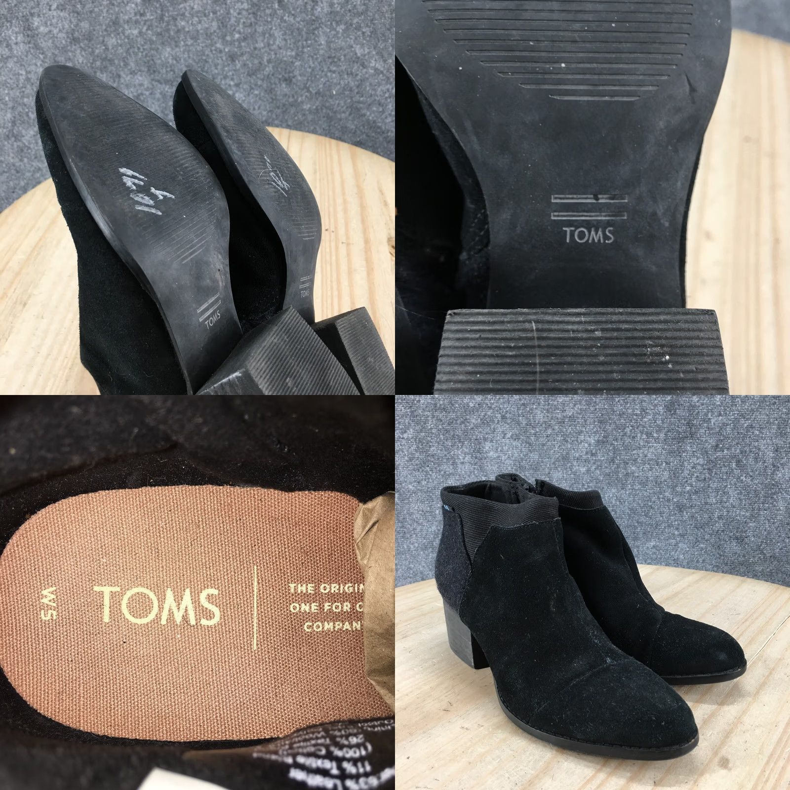 Toms Toms Boots Womens 5 Loren Ankle Bootie Black Side Zip Casual Almond Toe Block Size US 5 / IT 35 - 10 Thumbnail