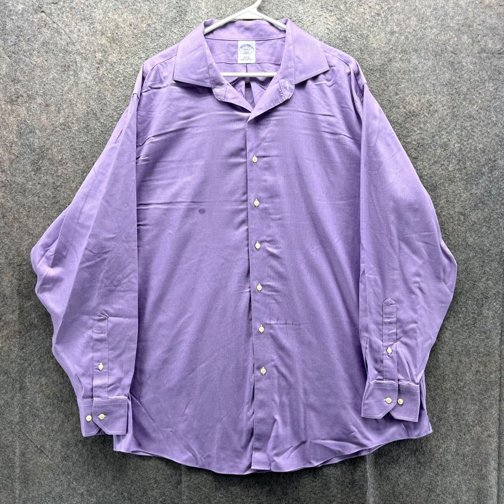 Brooks Brothers Brooks Brothers Dress Shirt Mens 18 6/7 Purple Check Slim Fit 346 Non Iron Shirt Size 48R - 2 Thumbnail
