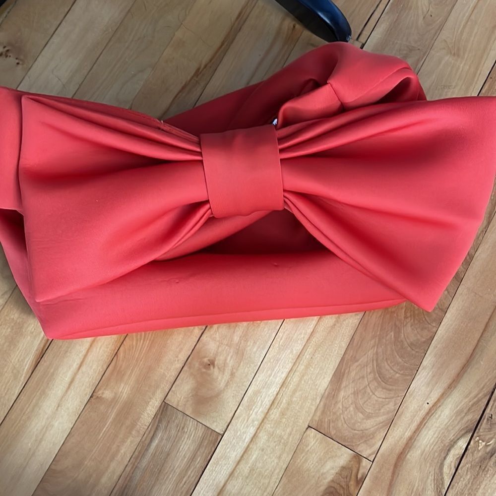 Other Orange scuba fabric zipper closure large bow strap shoulder Size ONE SIZE - 2 Thumbnail
