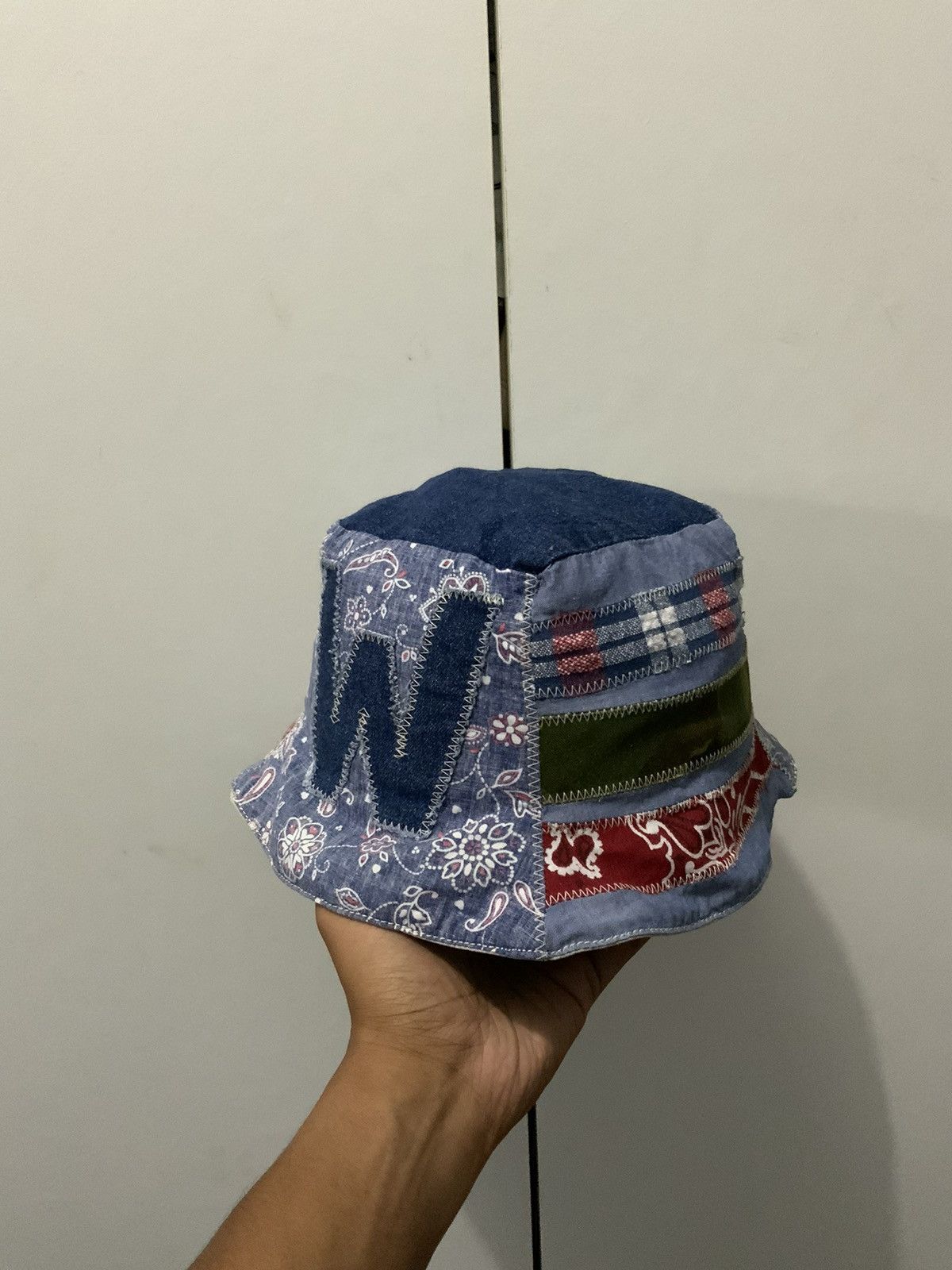 If Six Was Nine Waffle Handmade Boro Sashiko Patchwork Hat Size ONE SIZE - 1 Thumbnail