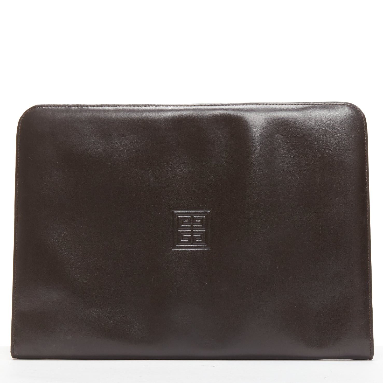 Givenchy GIVENCHY Vintage brown smooth leather zip around oversized portfolio clutch Size ONE SIZE - 1 Thumbnail