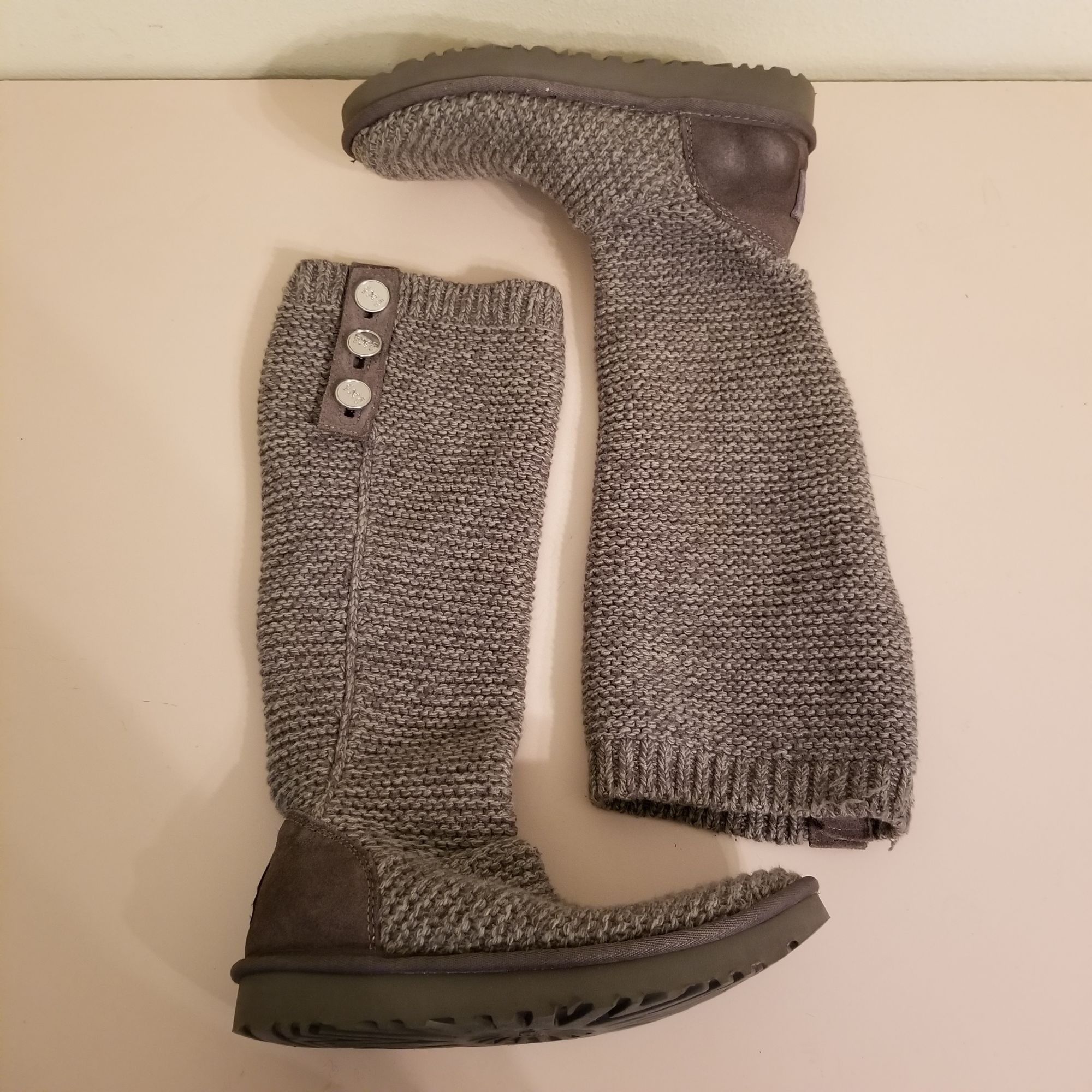 Ugg Ugg 7 Gray PURL CARDY Knit Winter Boots Fold Over Slouch Con Size US 7 / IT 37 - 14 Thumbnail