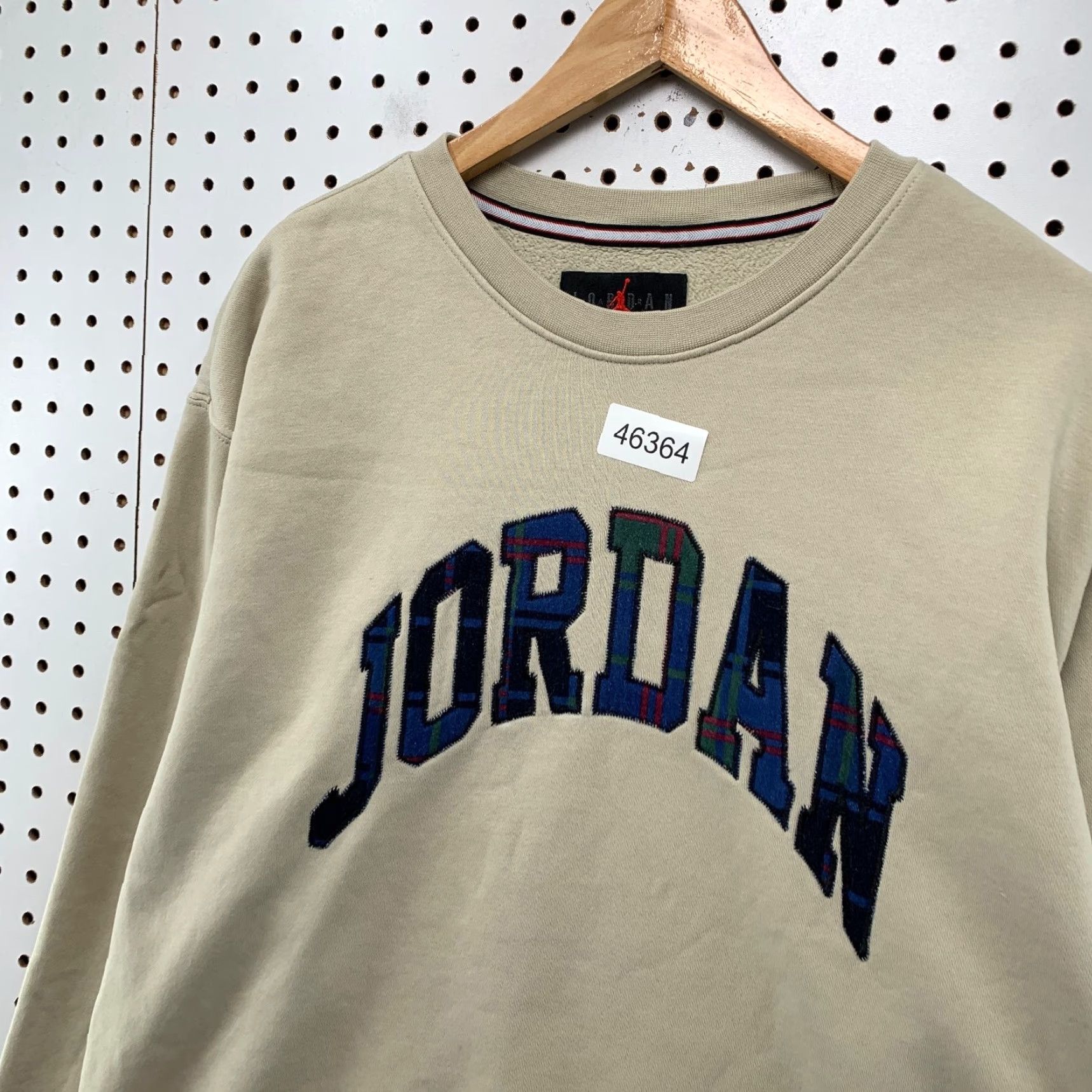 Jordan Brand Jordan Sweatshirt Mens Large Beige Spell Out Embroidered Fleece Crewneck Pullover Size US L / EU 52-54 / 3 - 6 Thumbnail