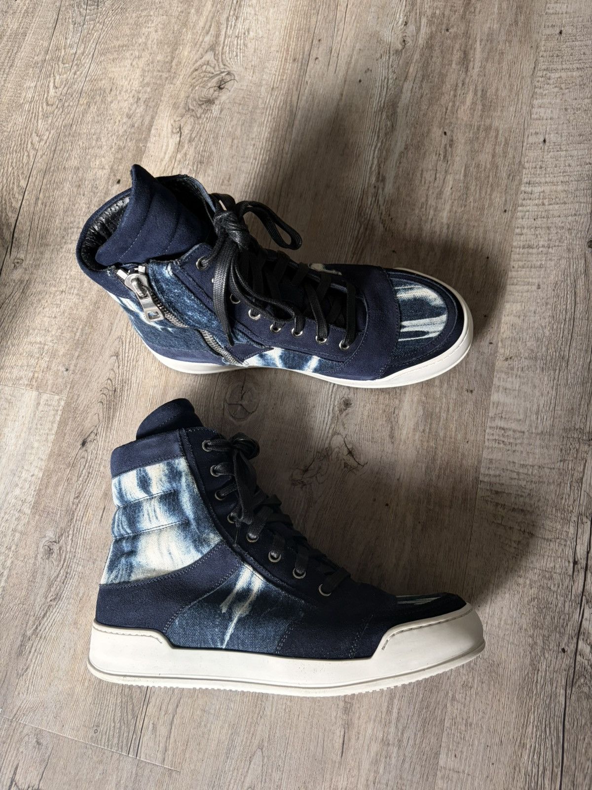 Balmain FW2013 Balmain tie dye denim/suede Leather Sneakers Size US 7 / EU 40 - 1 Thumbnail