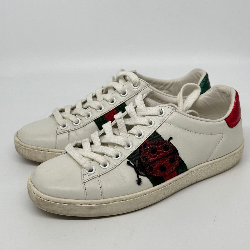 Gucci Gucci Ace Leather Sneakers with Pineapple Embroidery 0079 Size US 5 / IT 35 - 1 Thumbnail