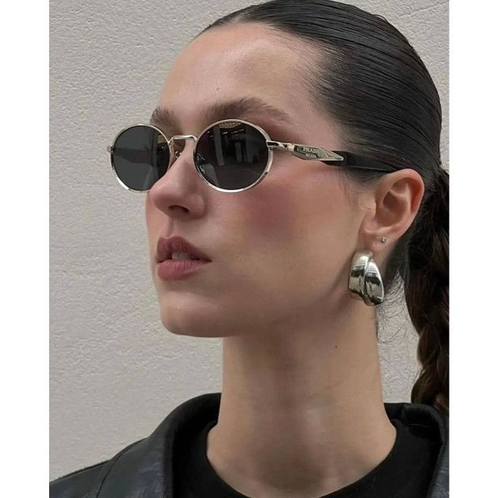 Prada Prada PR65ZS ZVN70L Sunglasses Pale Gold Oval Frame Size ONE SIZE - 4 Thumbnail