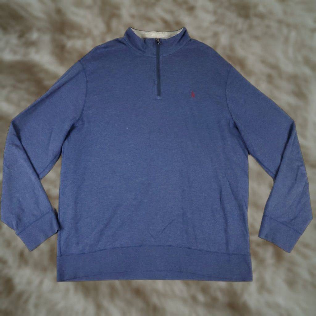 Ralph Lauren VINTAGE Ralph Lauren Sweater Pullover 1/4 Zip Men XL Blue Knitted Logo Casual Office Size US XL / EU 56 / 4 - 1 Thumbnail