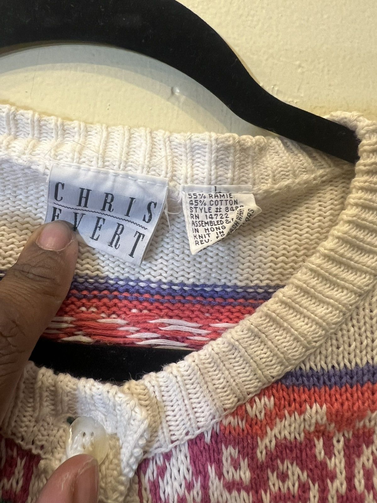Vintage 80s Chris Everts Knit Cardigan Size L / US 10 / IT 46 - 2 Thumbnail
