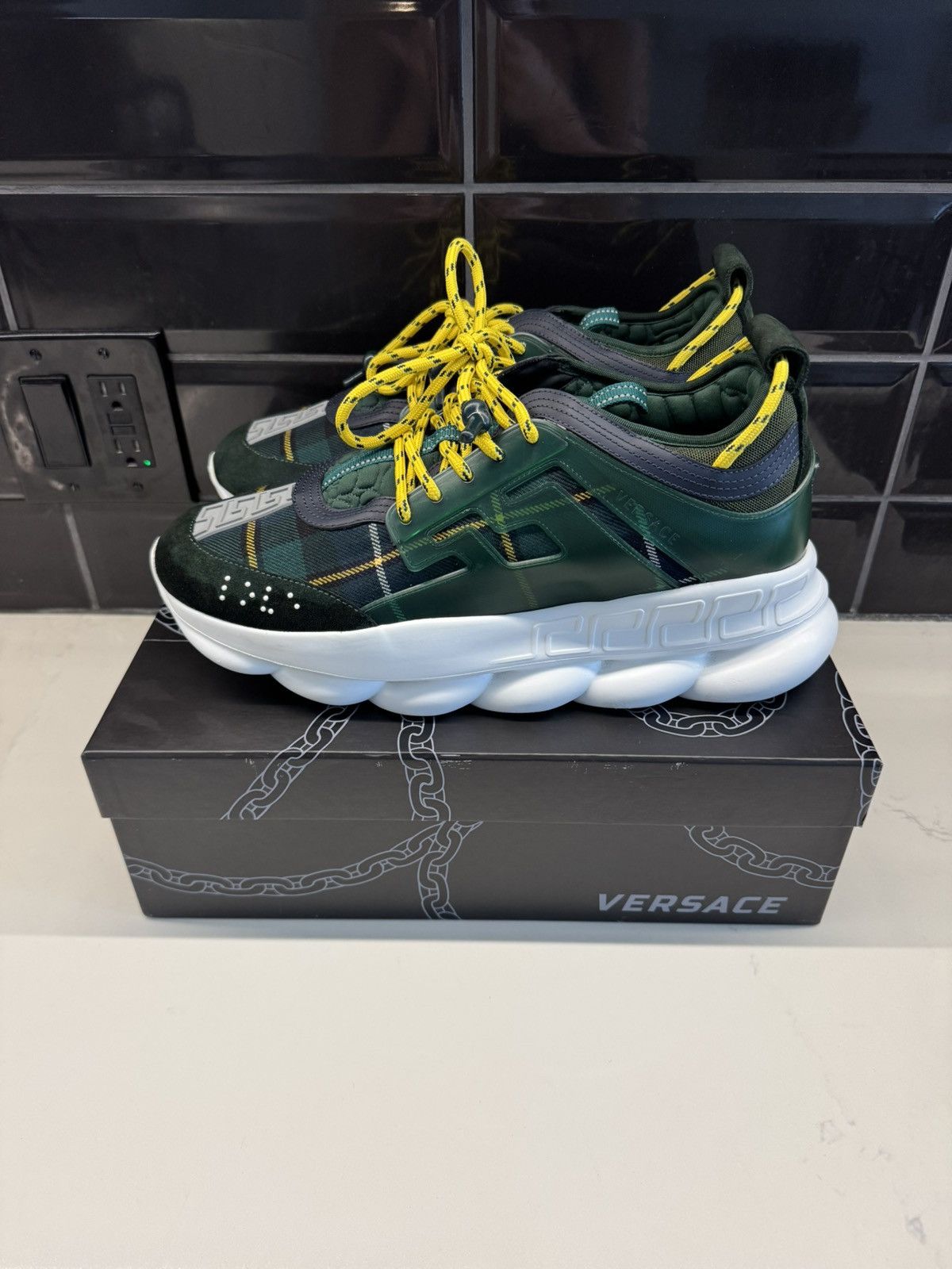 Versace Versace Chain Reaction Sneakers Green/Yellow Size US 13 / EU 46 - 2 Thumbnail
