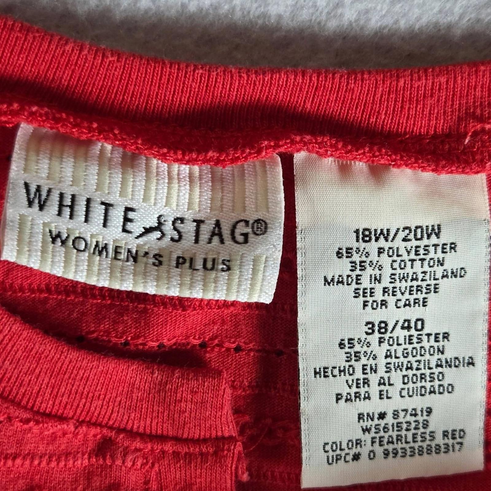 Designer White Stag Womens Short Sleeve Henley Plus 18W/20W Red Top Size XXL / US 16-18 / IT 52-54 - 3 Thumbnail