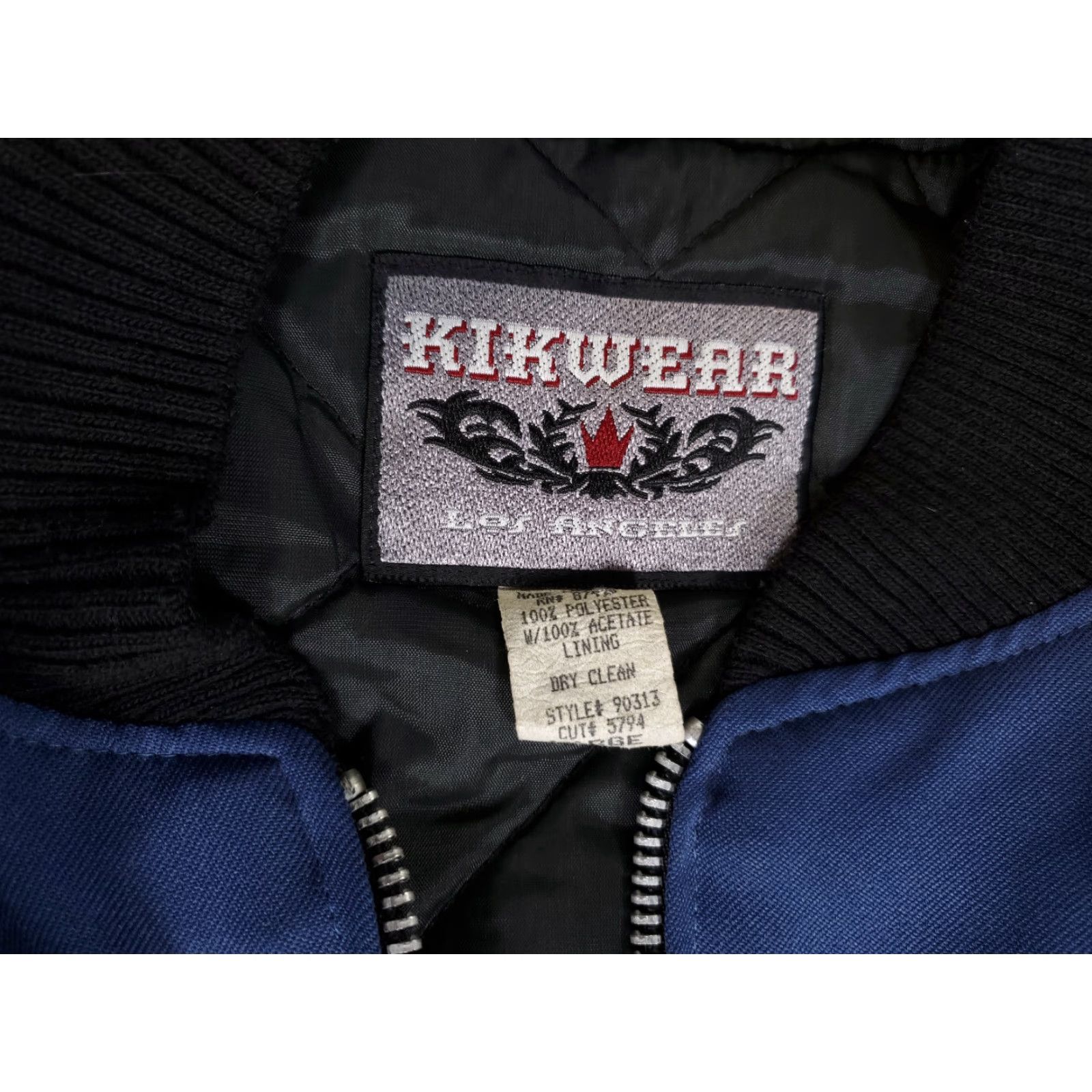 Vintage VINTAGE Kikwear Jacket Los Angeles Bomber Workwear Mens L Blue Stains 80s 90s Streetwear Size US L / EU 52-54 / 3 - 6 Thumbnail