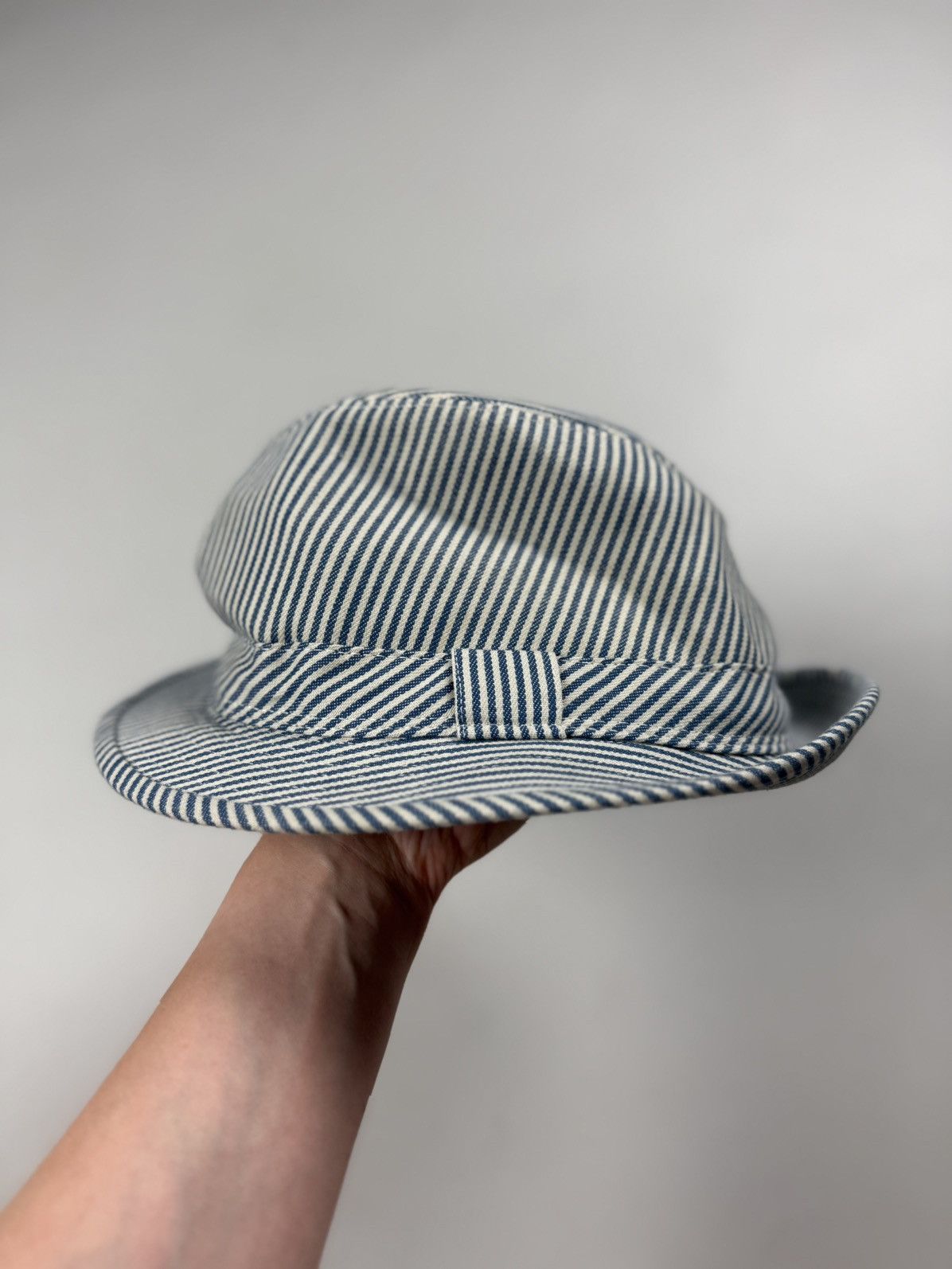 Nudie Jeans Nudie Jeans Co Men’s Striped Denim Fedora Hat Cap Size M Size ONE SIZE - 7 Thumbnail