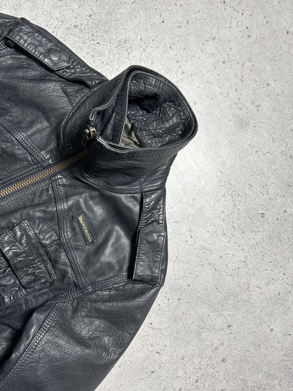 Superdry Superdy Leather Bomber Jacket Black Size US XS / EU 42 / 0 - 5 Thumbnail